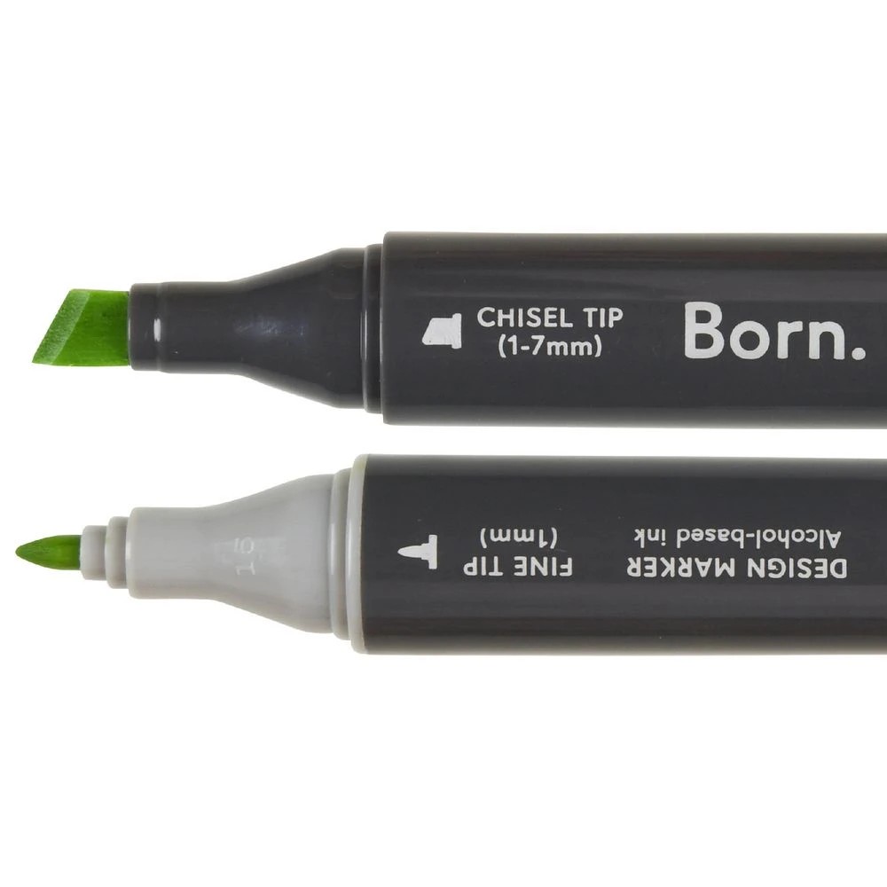 2 Born Professional Dual-Tip Artist Marker Yellow Green G289, 2 of 4