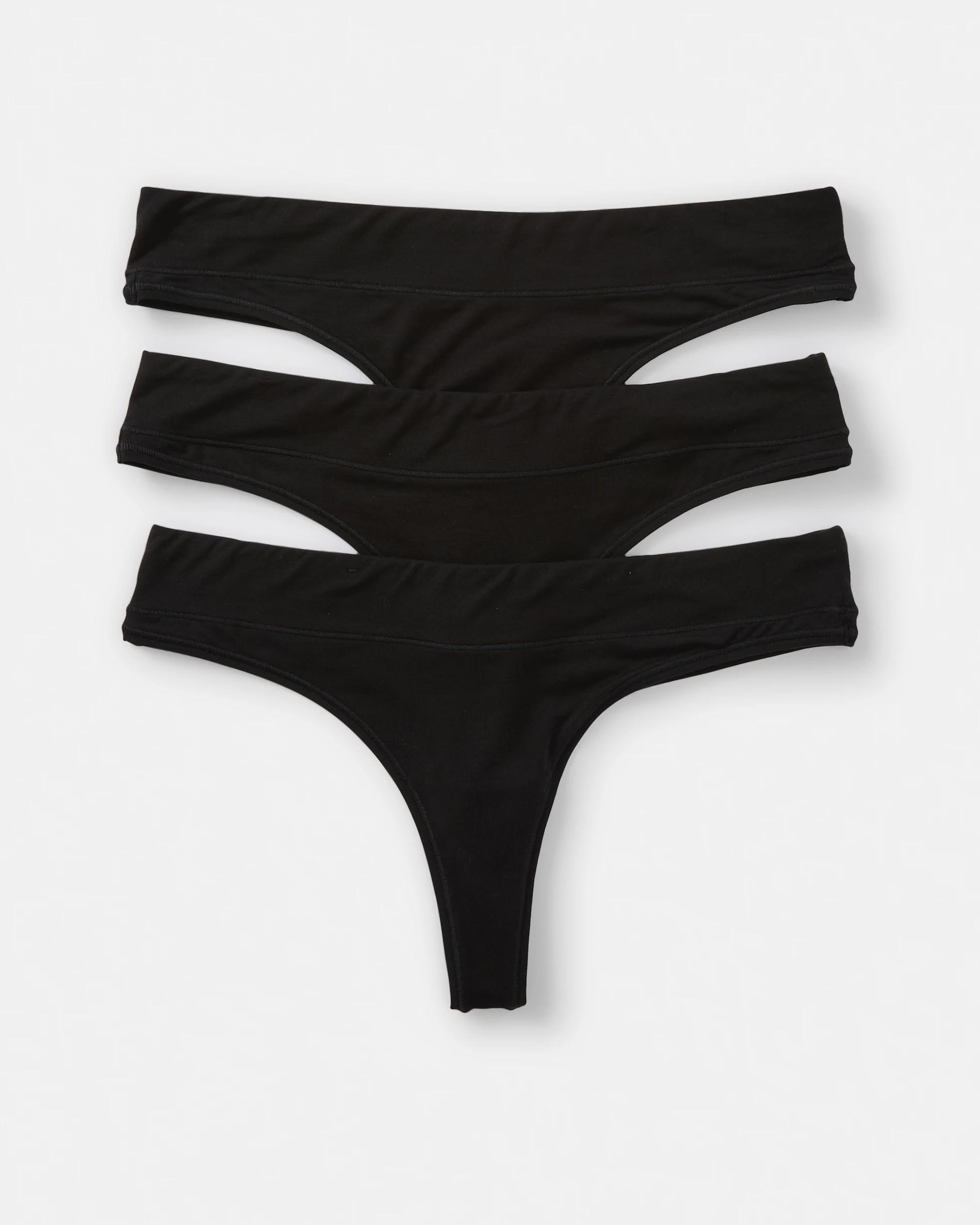 1 3 Pack Bamboo Blend G-String Briefs BLACK, 1 of 7