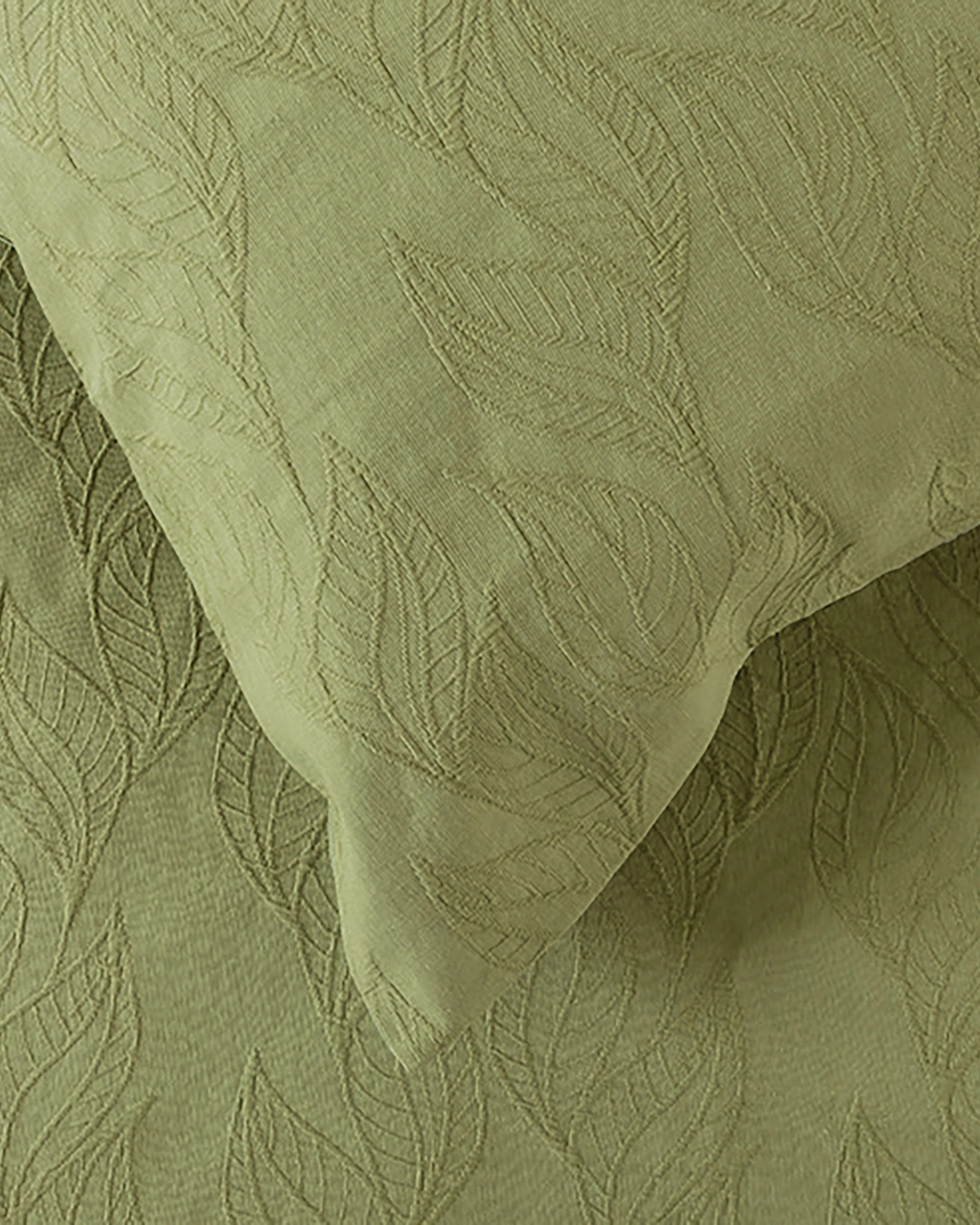 5 Bambury Acacia Jacquard Cotton-Polyester Blend  Easy Care Machine Washable  Quilt Cover Set  Pear - Queen Bed - Green, 5 of 5