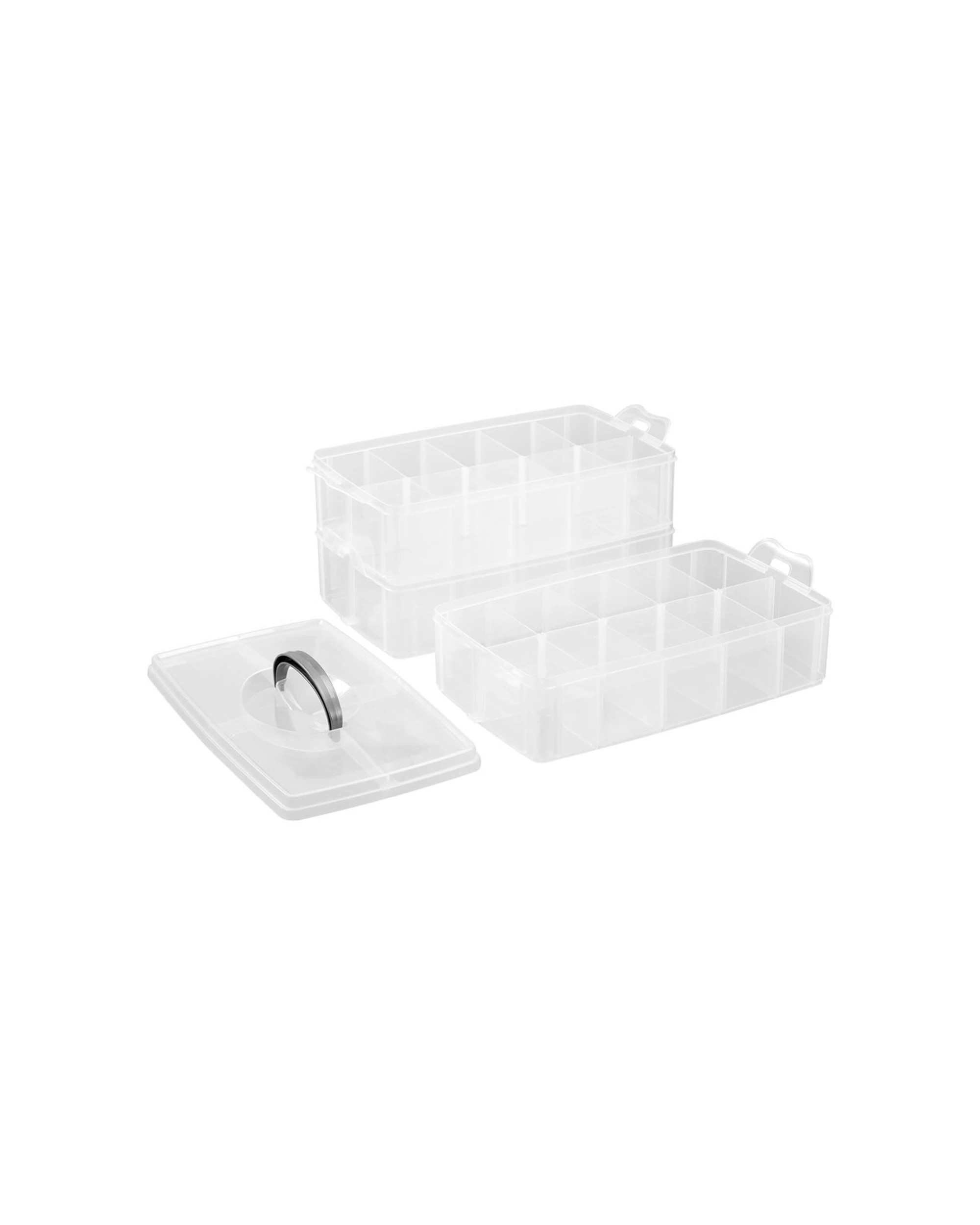 5 Boxsweden Nic-Nac 3-Tier Box 30-Compartment 4PK 33x24x19cm Durable Plastic - Plain, 5 of 5