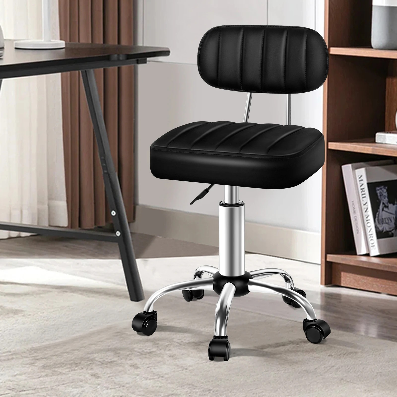 6 Alfordson 2x Salon Stool Backrest Swivel Barber Hair Dress Chair Lina - Black, 6 of 10