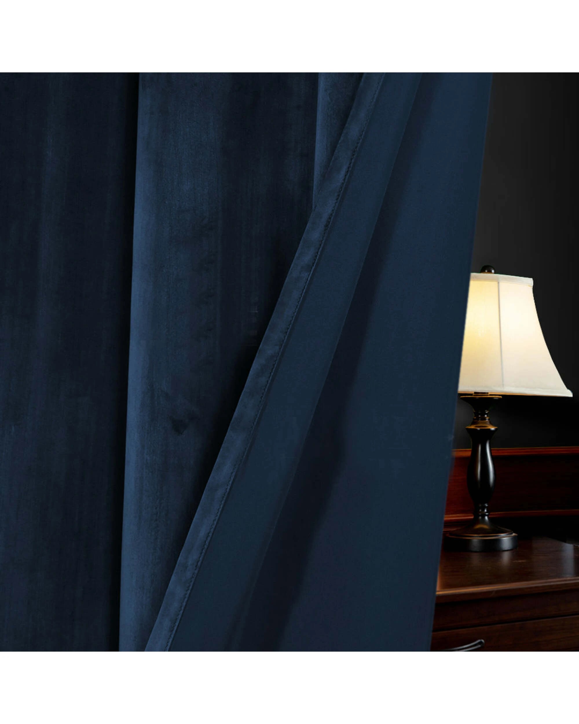 Smarcute Velvet Room Darkening Grommet Curtain - 2X 132x213cm - Blue ...