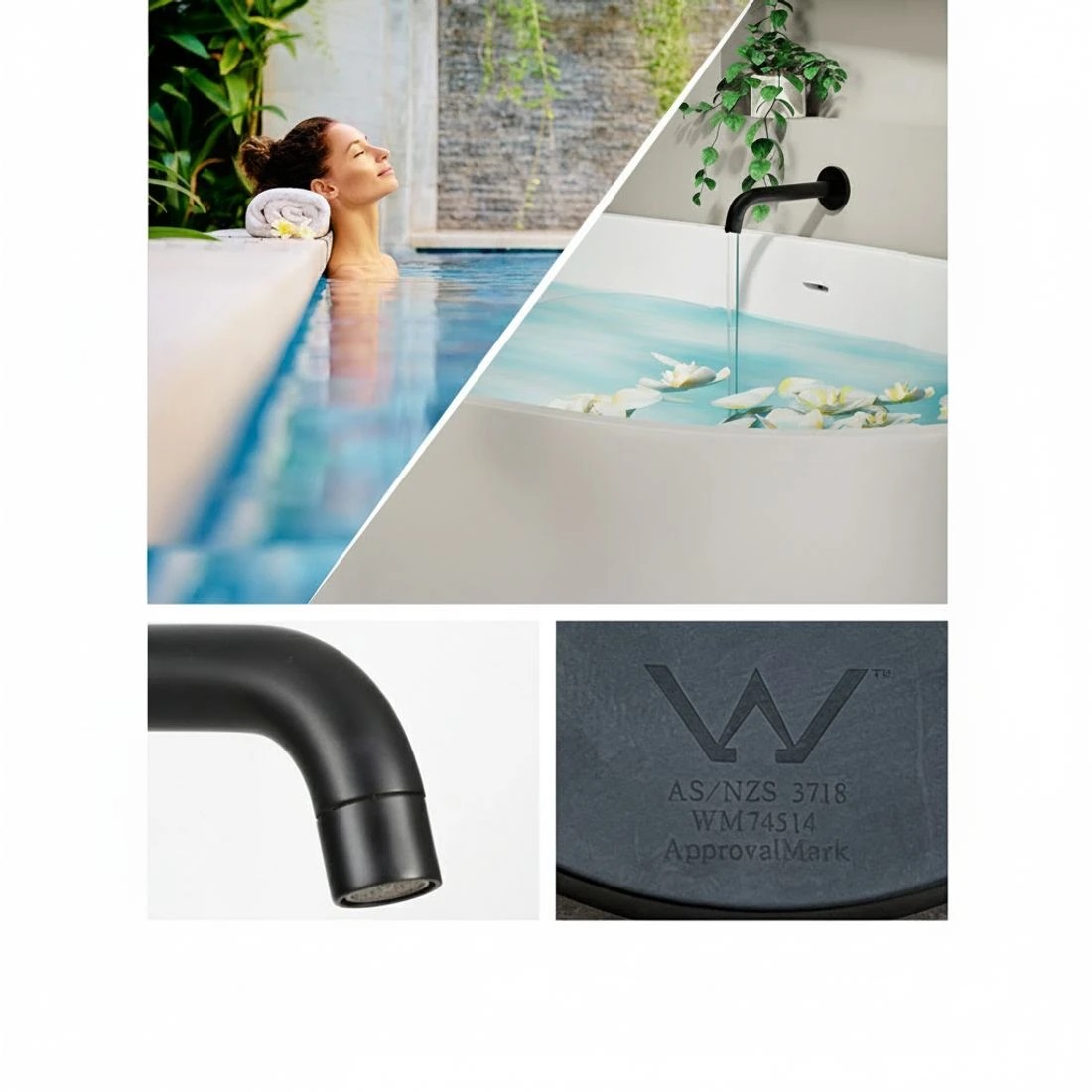 4 Cefito Bathroom Mixer Spout Wall Bath Tap Round Shower Bathtub - Black, 4 of 4