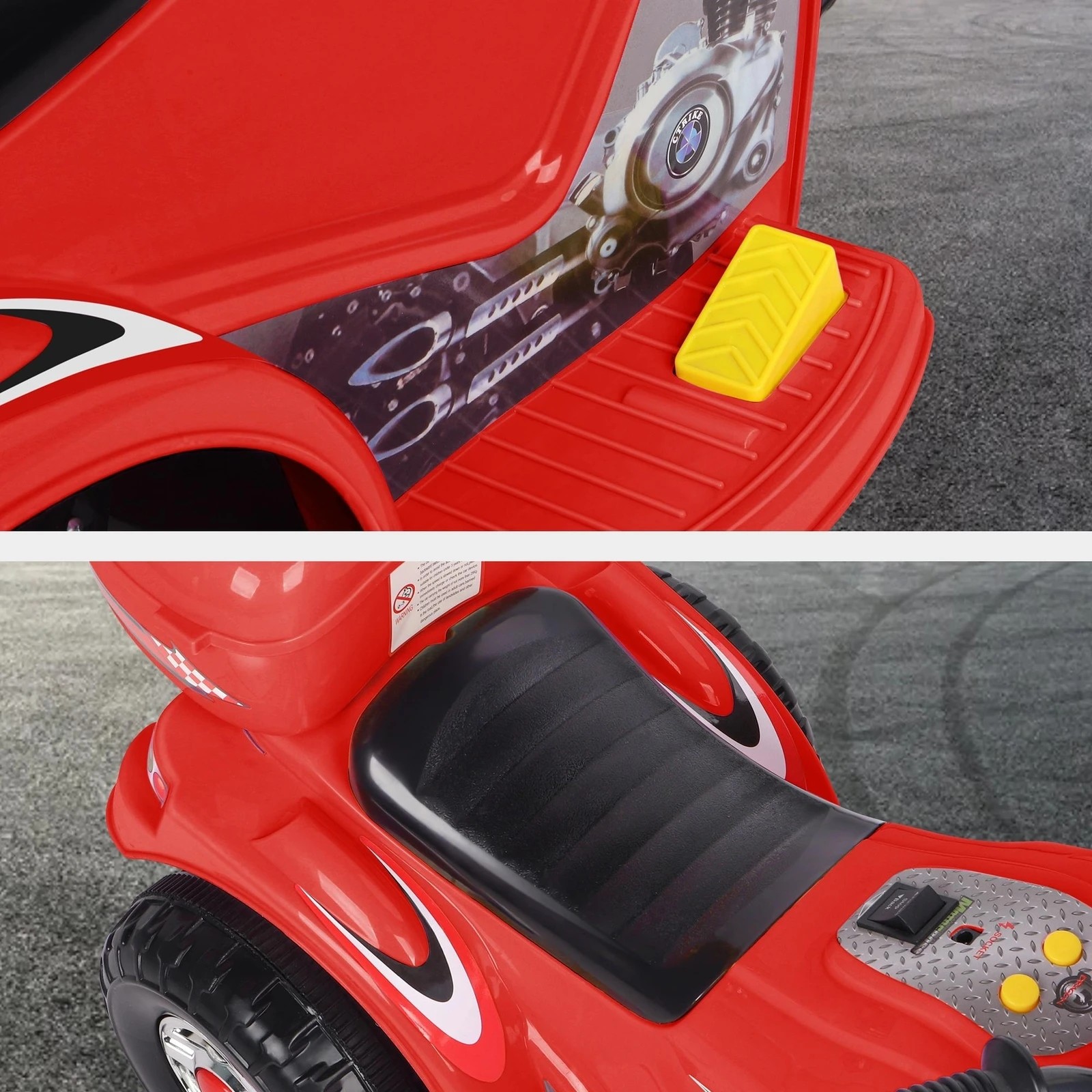 4 Alfordson Kids Ride On Car Police Motorcycle 6V Electric Toy 25W Motor MP3 - Red, 4 of 9