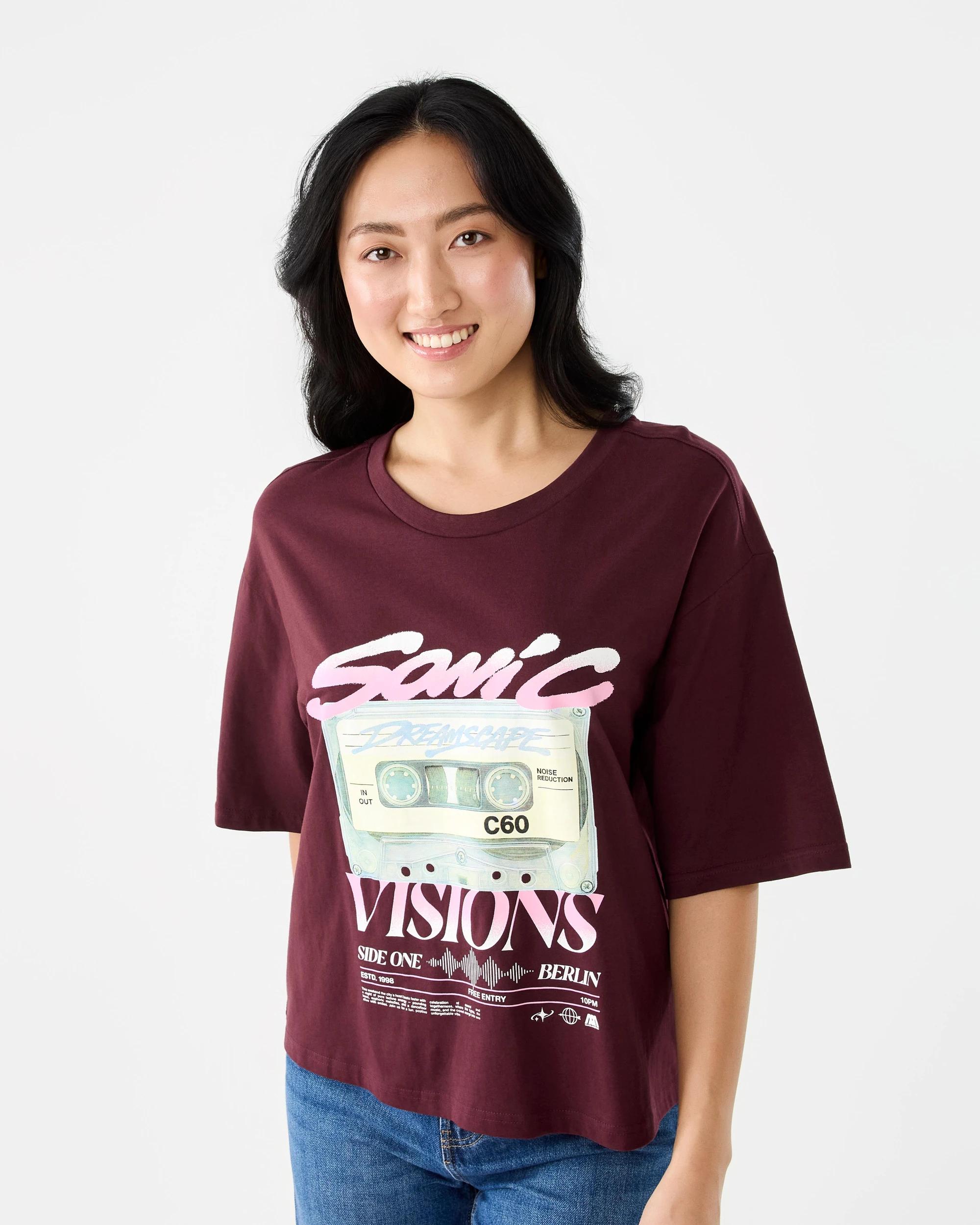 1 Short Sleeve Oversized Chopped Print T-shirt Prt Royal, 1 of 6