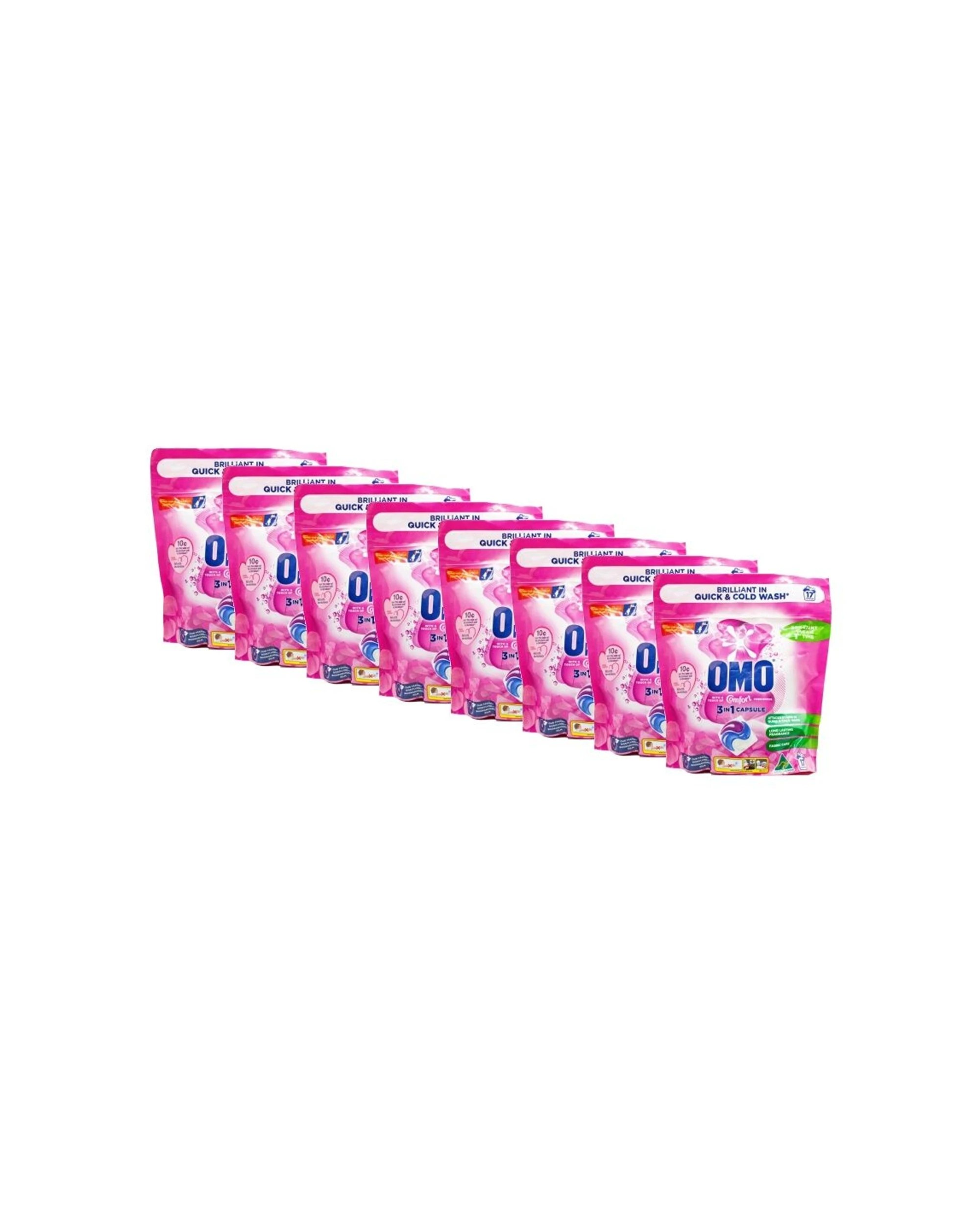 1 OMO 8x 17PK 3-in-1 Laundry Capsule Detergent w Comfort Fabric Conditioner - Assorted, 1 of 3