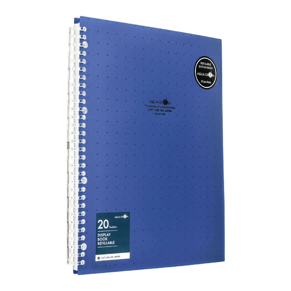 1 Aqua Drops Refillable Display Book A4 20 Pockets Vivid Navy, 1 of 4