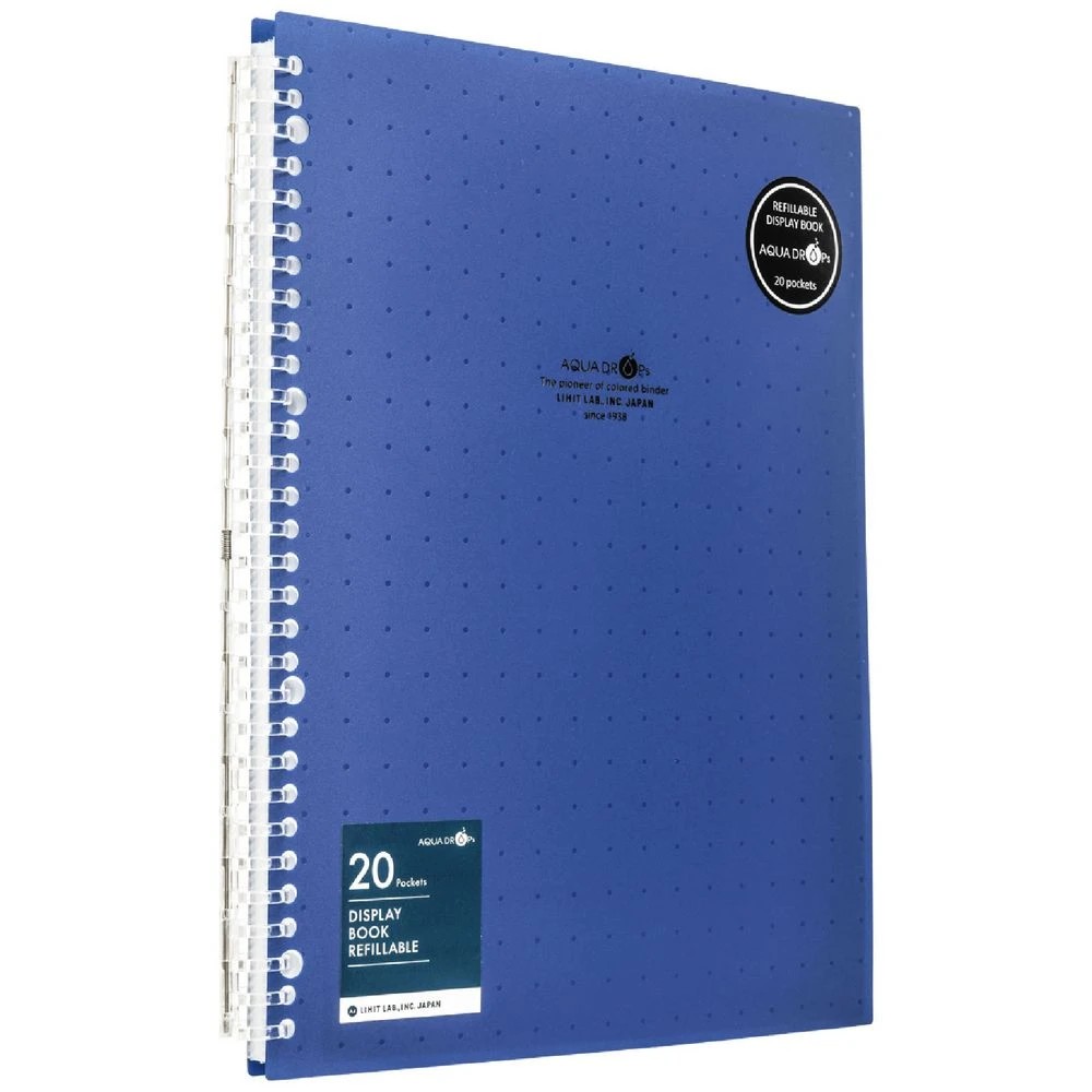 1 Aqua Drops Refillable Display Book A4 20 Pockets Vivid Navy, 1 of 4