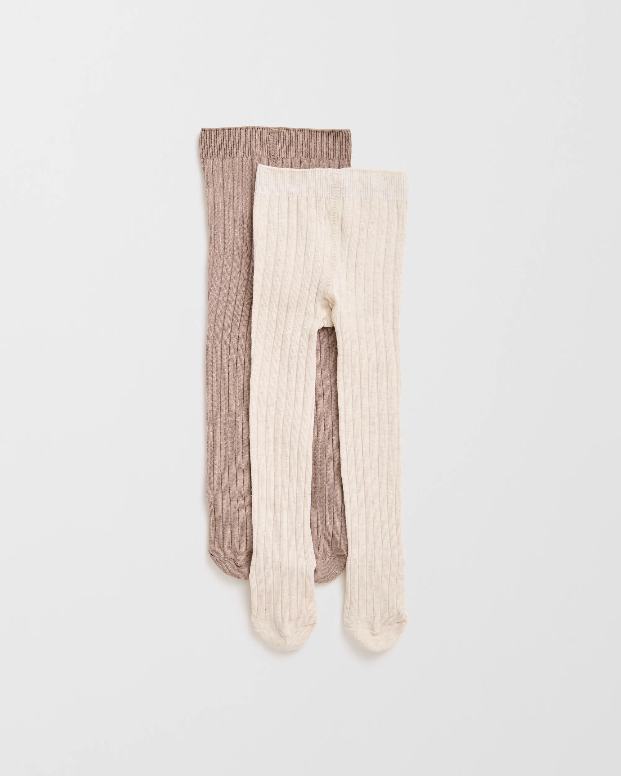 1 Maxx Baby Australian Cotton Blend 2 Pack Rib Tights BROWN/OATMEAL, 1 of 3