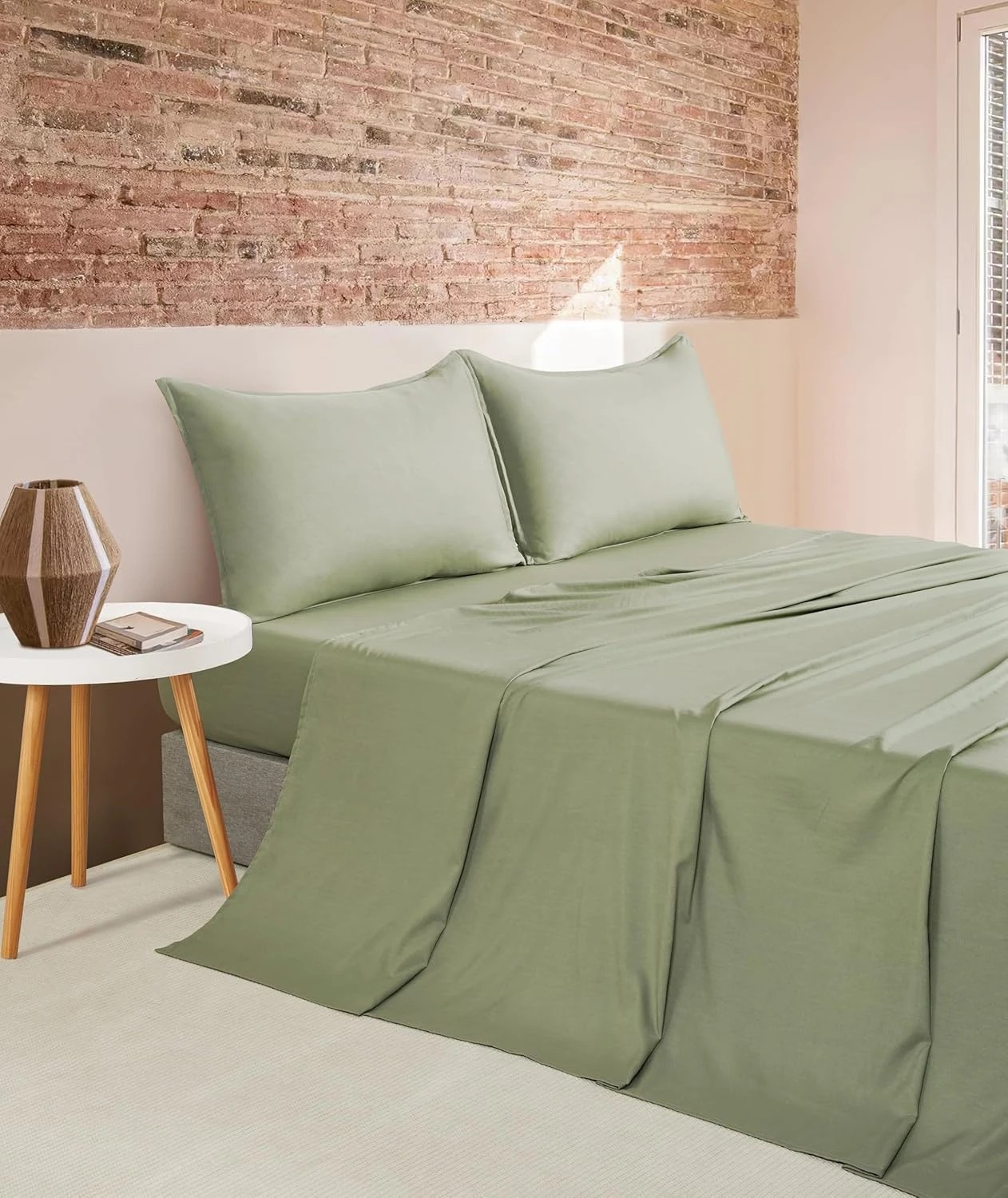 1 CleverPolly 100% Vintage Washed Microfibre Sheet Set - Eucalypt - King Bed, 1 of 6