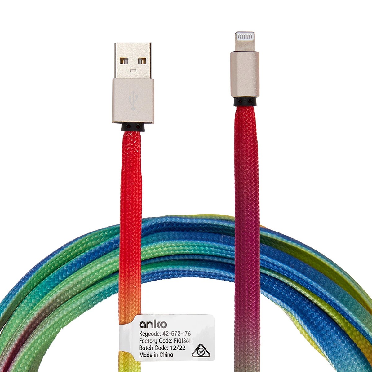 1 Lightning Cable - 2m Rainbow Rope, 1 of 4