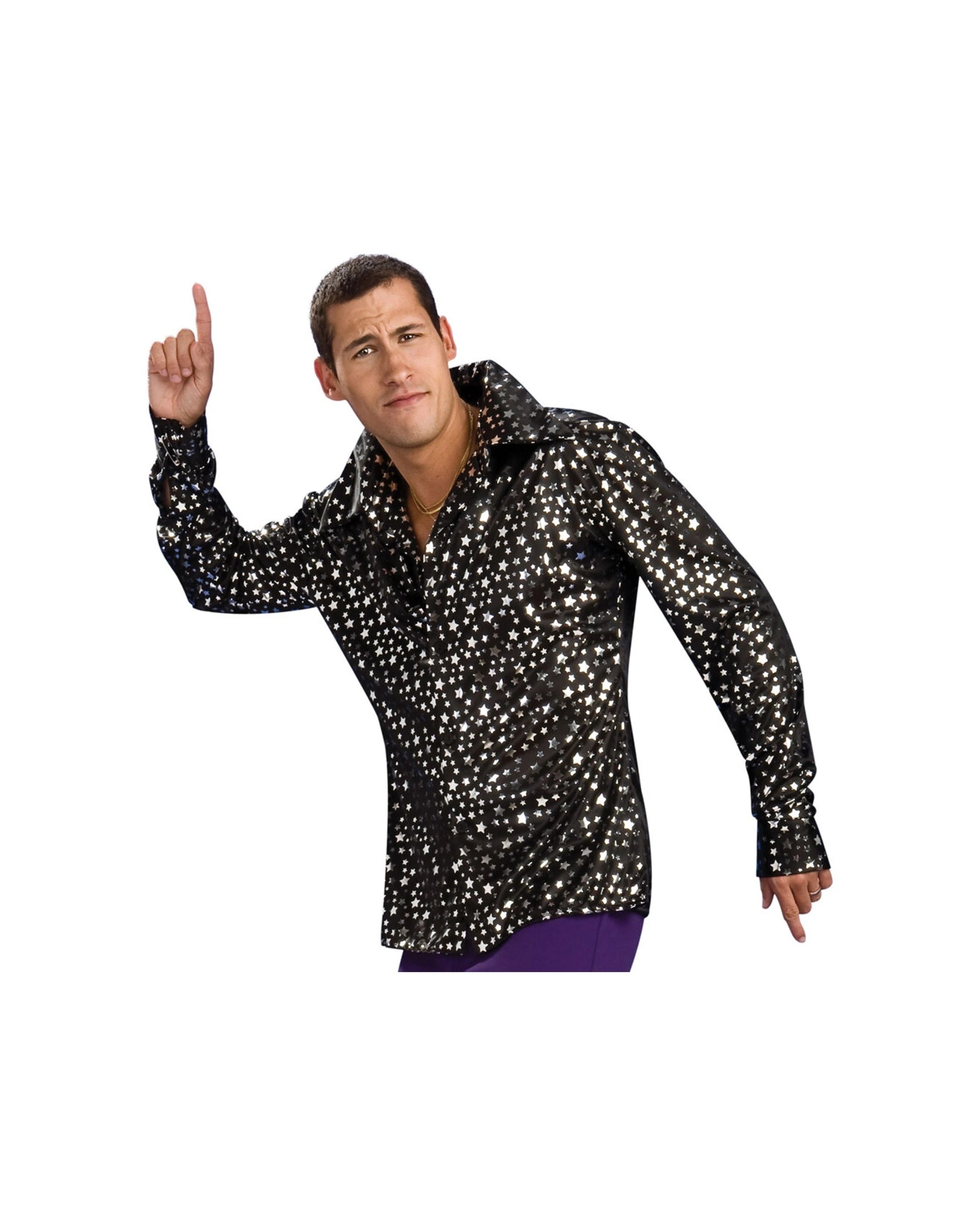 2 Rubies Disco Shirt Adult Mens Dress Up Costume Size L - Black, 2 of 3