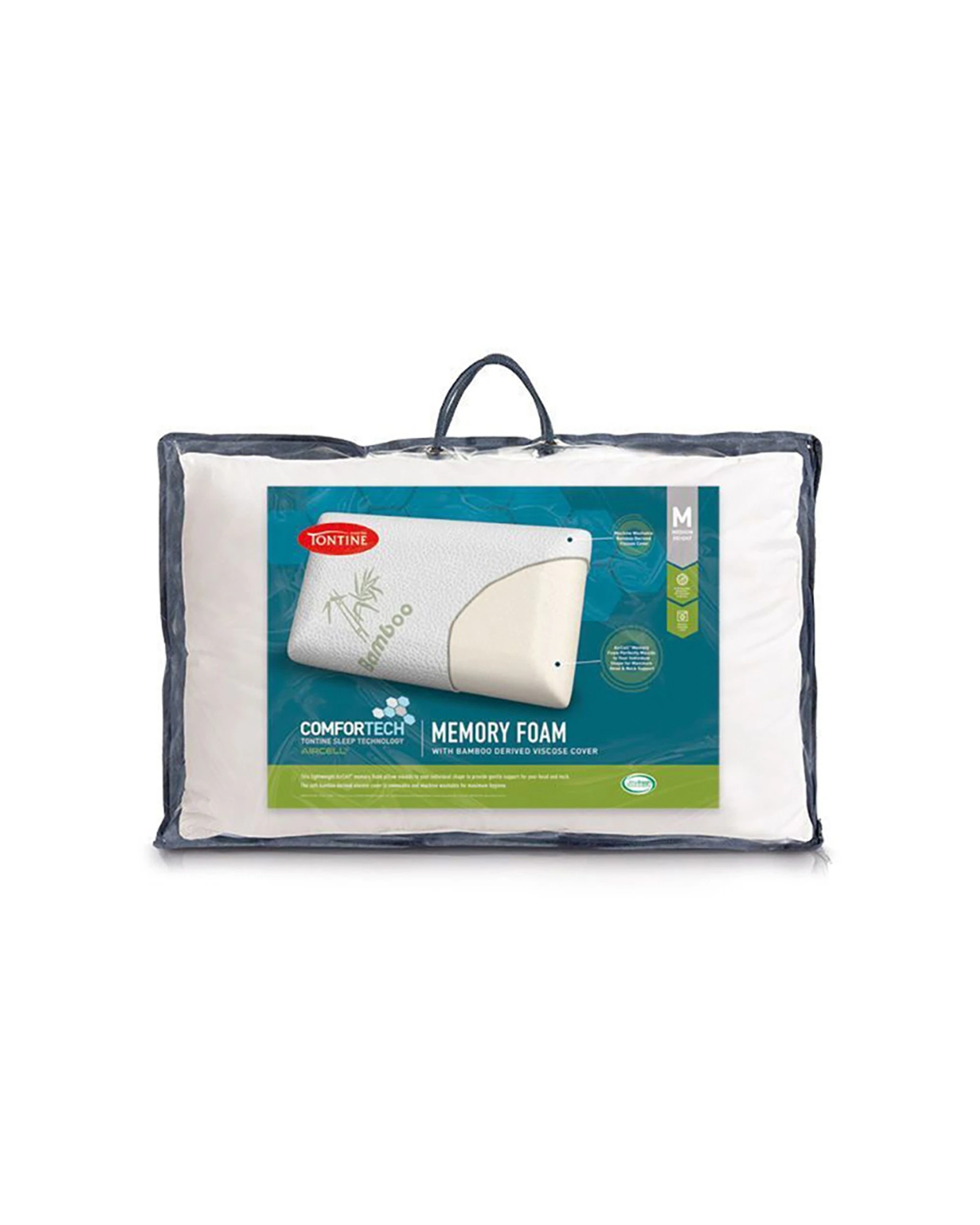 1 Tontine Comfortech Bamboo Cover Memory Foam Pillow Medium Height - White, 1 of 4