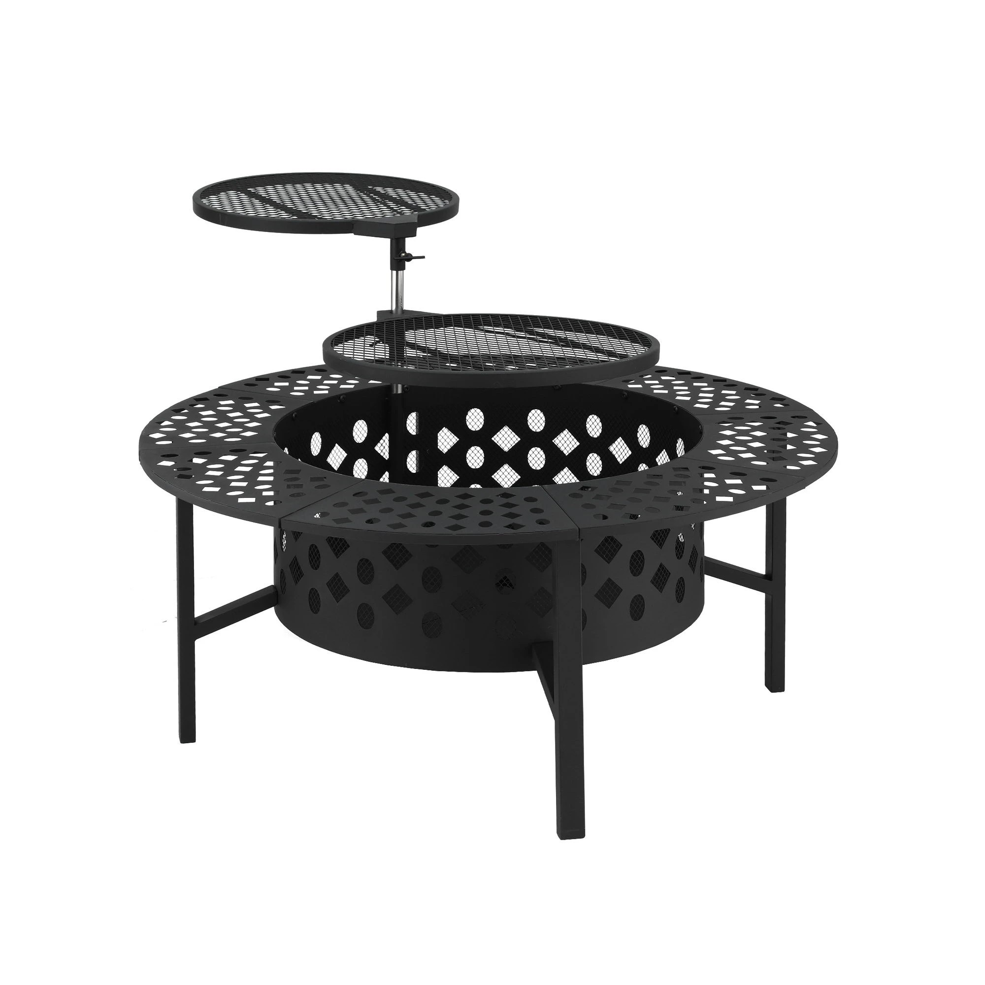 1 Grillz Fire Pit BBQ Charcoal Smoker Portable Mesh Pits Outdoor Camping Fireplace - Black, 1 of 2