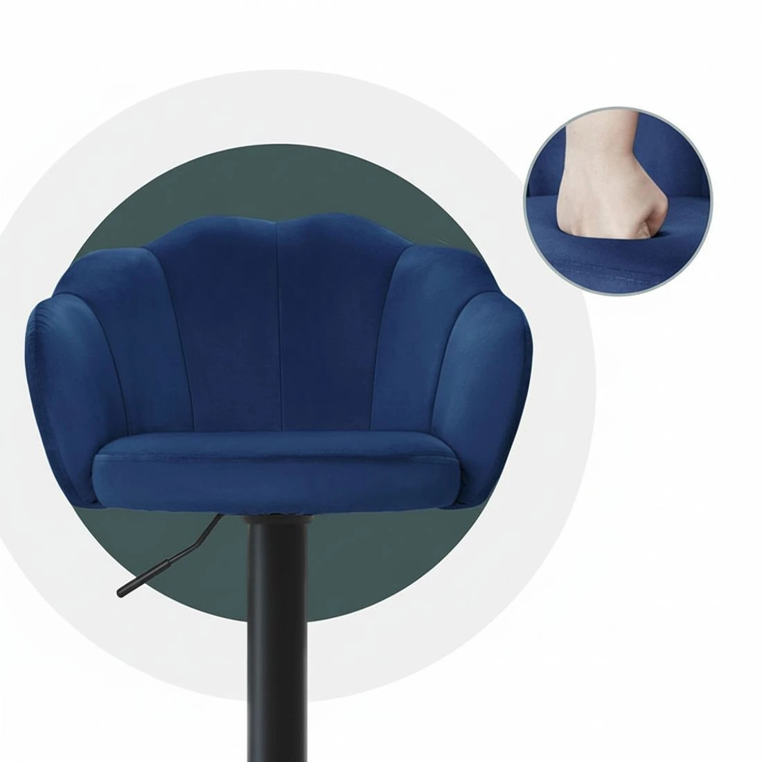 4 Artiss 4x Bar Stools Gas Lift Velvet - Blue, 4 of 4