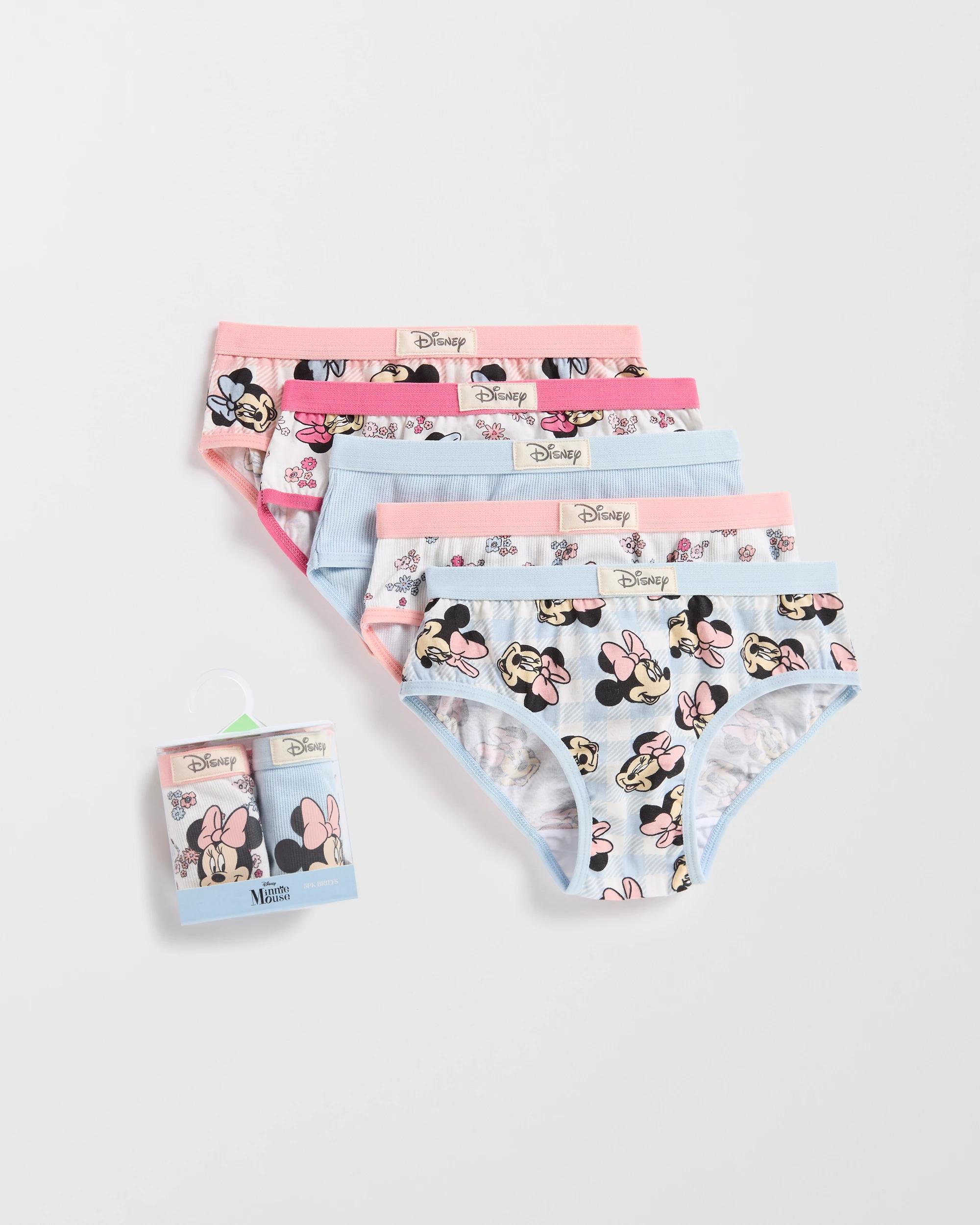 1 Disney Minnie Mouse Australian Cotton Younger Girls Briefs 5 Pack MULTI, 1 of 3
