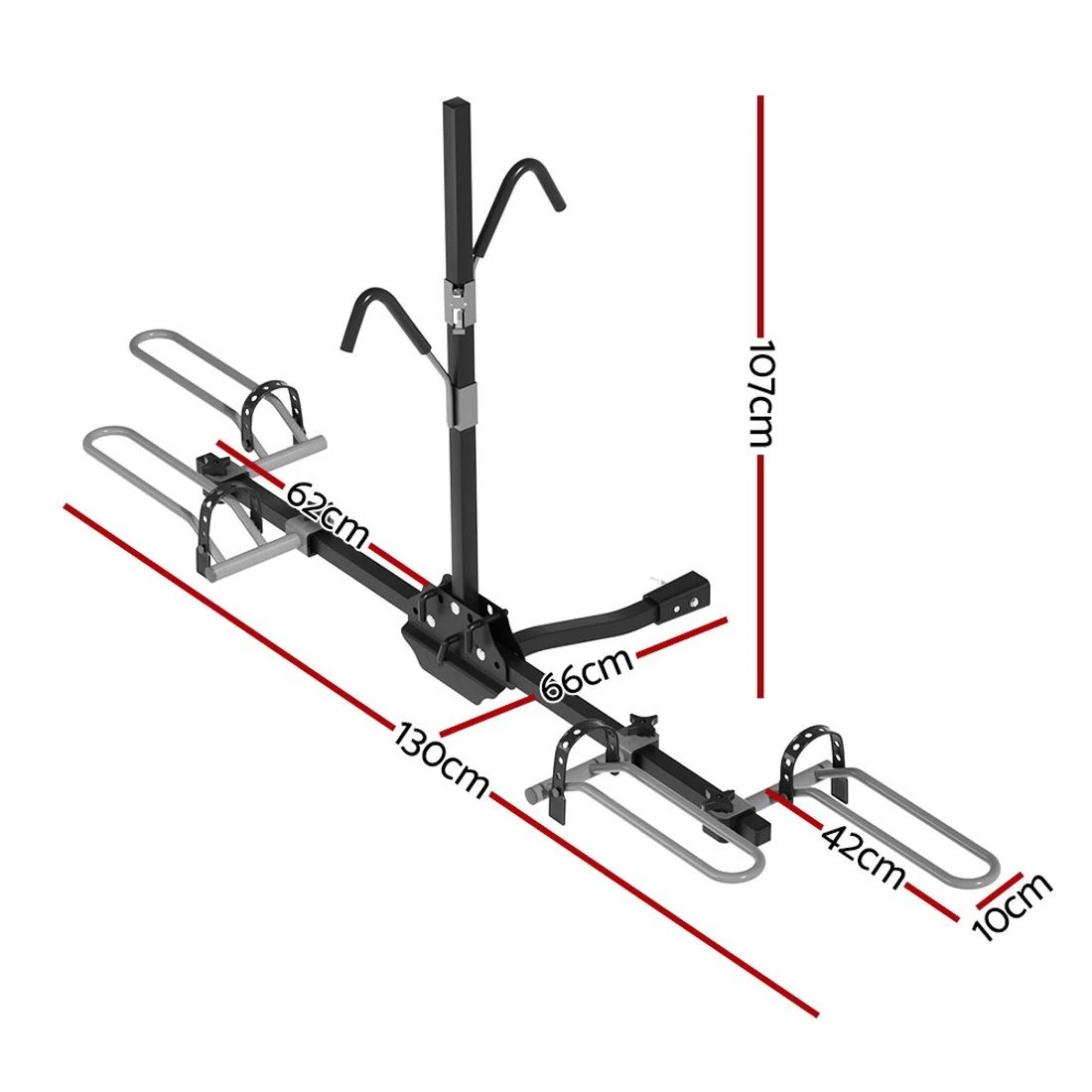 2 Giantz 2-Bike Hitch Mount Foldable Platform Carrier (2") - Black, 2 of 7