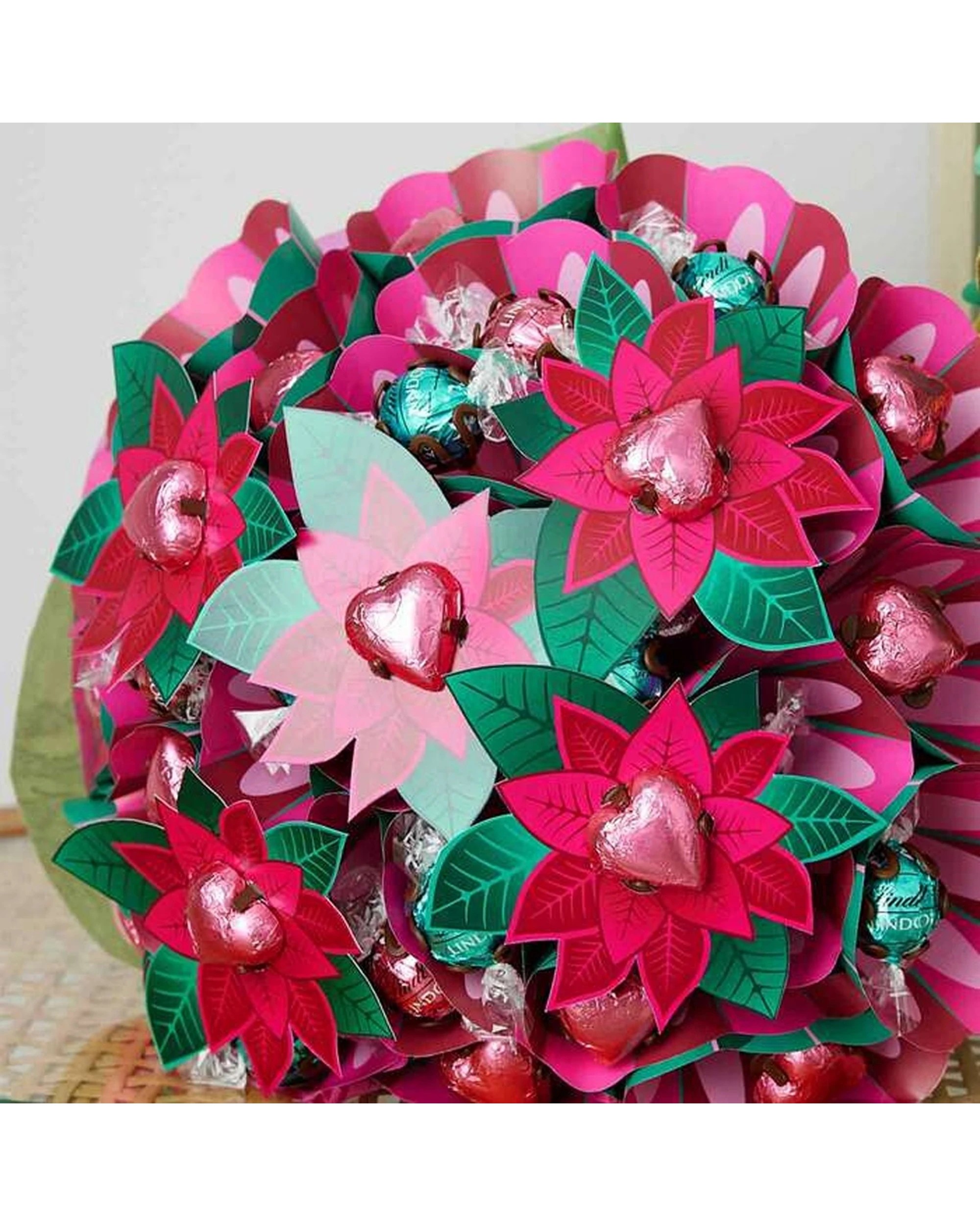 5 Edible Blooms Poinsettia Chocolate Bouquet With Festive Ribbon Large - Multi, 5 of 5