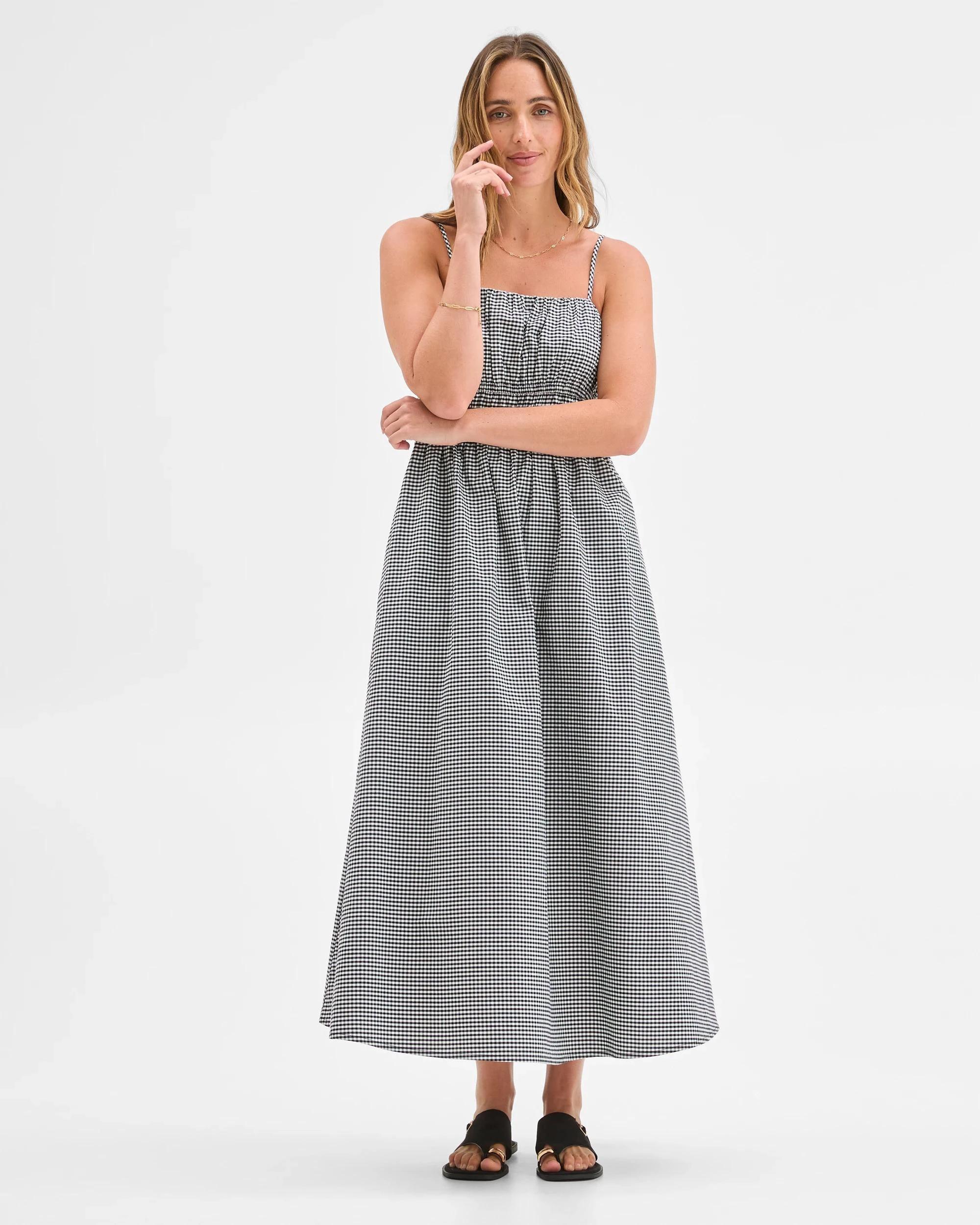 4 Target Woman Channel Tie Sleeveless Maxi Dress GINGHAM, 4 of 7