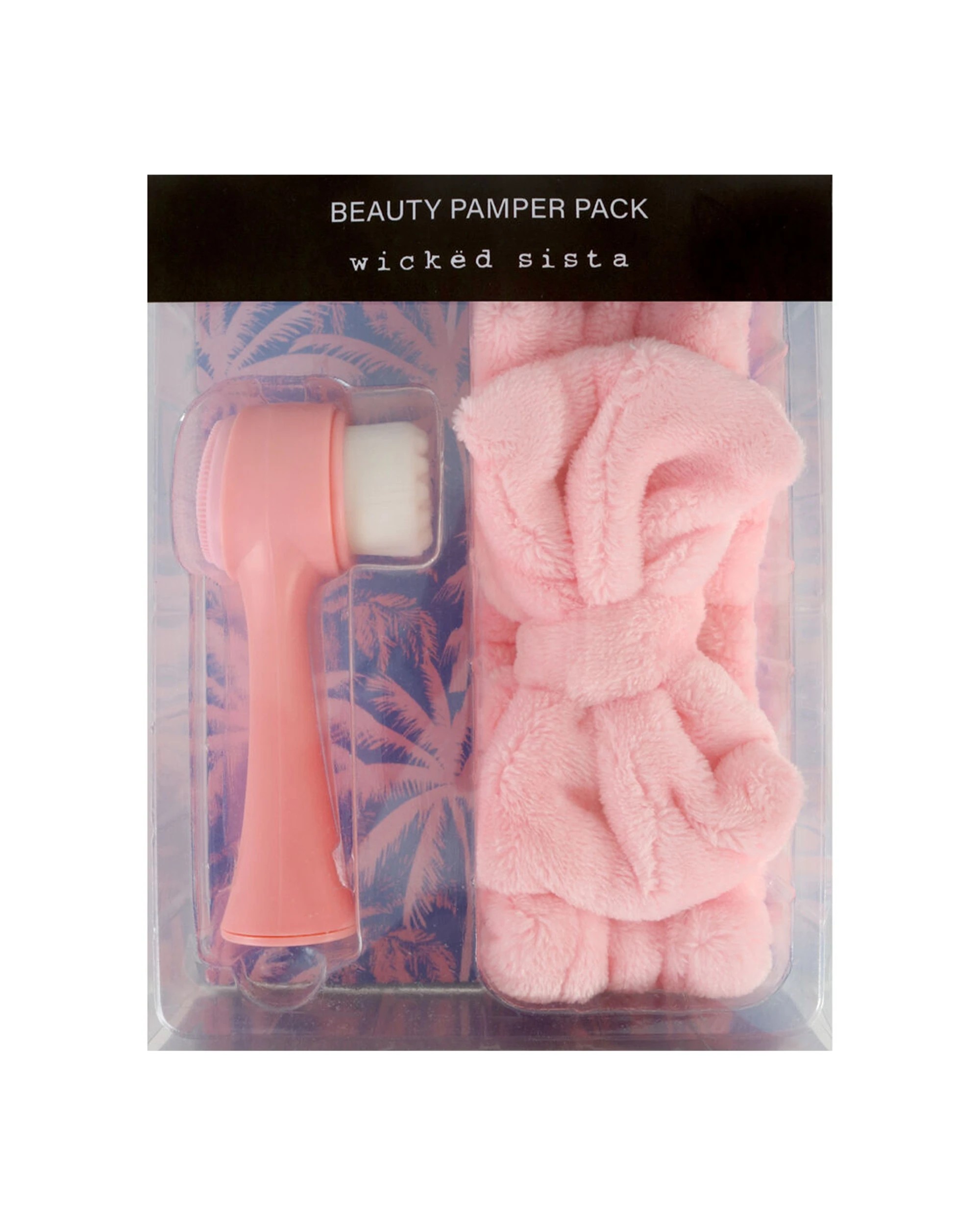 1 Wicked Sista Beauty Pamper Pack Facial Brush And Headband 16x20.5cm - Pink, 1 of 3