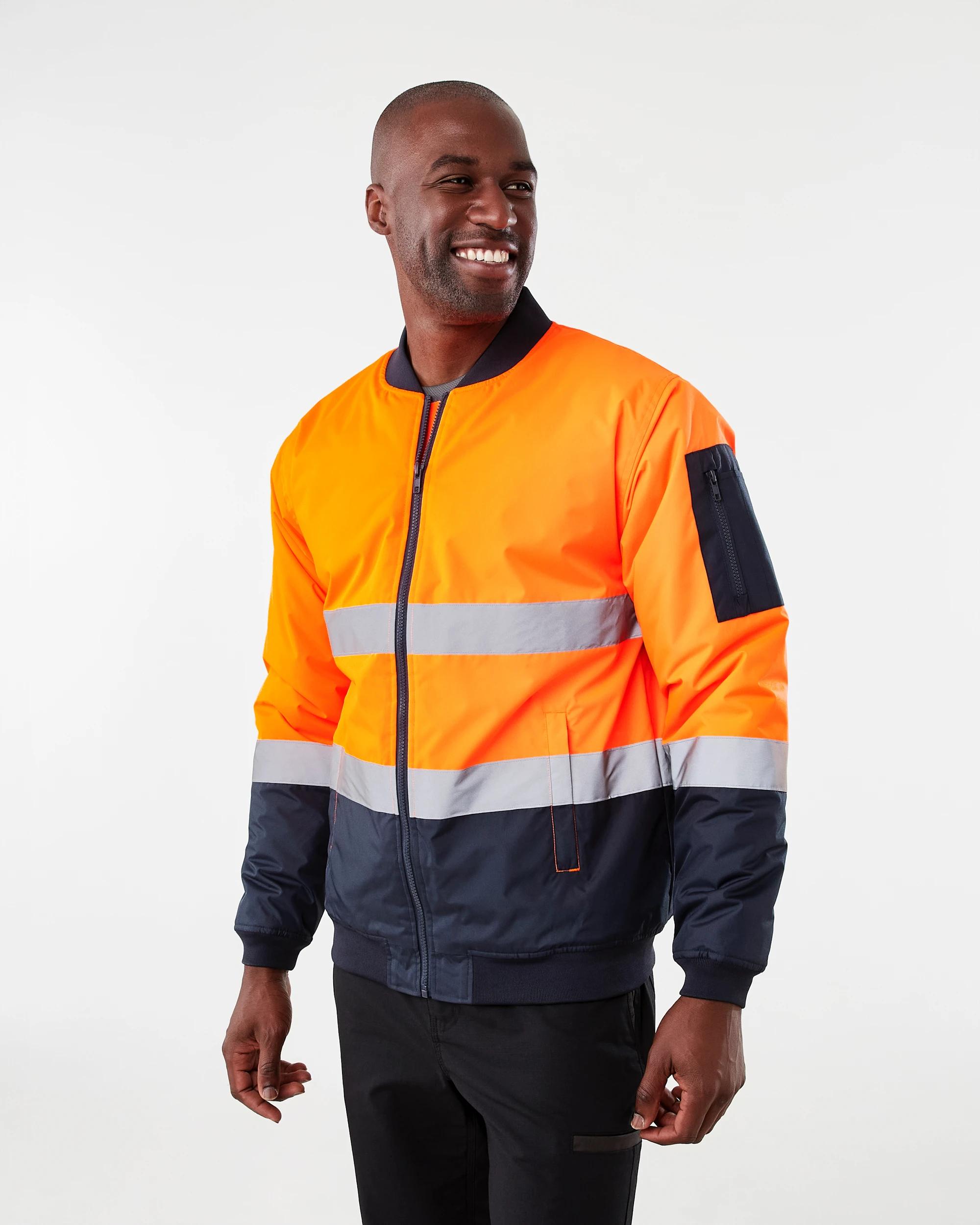 3 Hi-Visibility Reflective Bomber Jacket Orange, 3 of 9