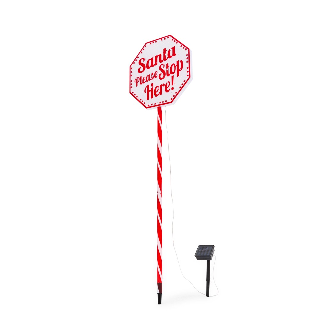 3 Solar LED Light Up Santa Stop Here Stake, 3 of 8