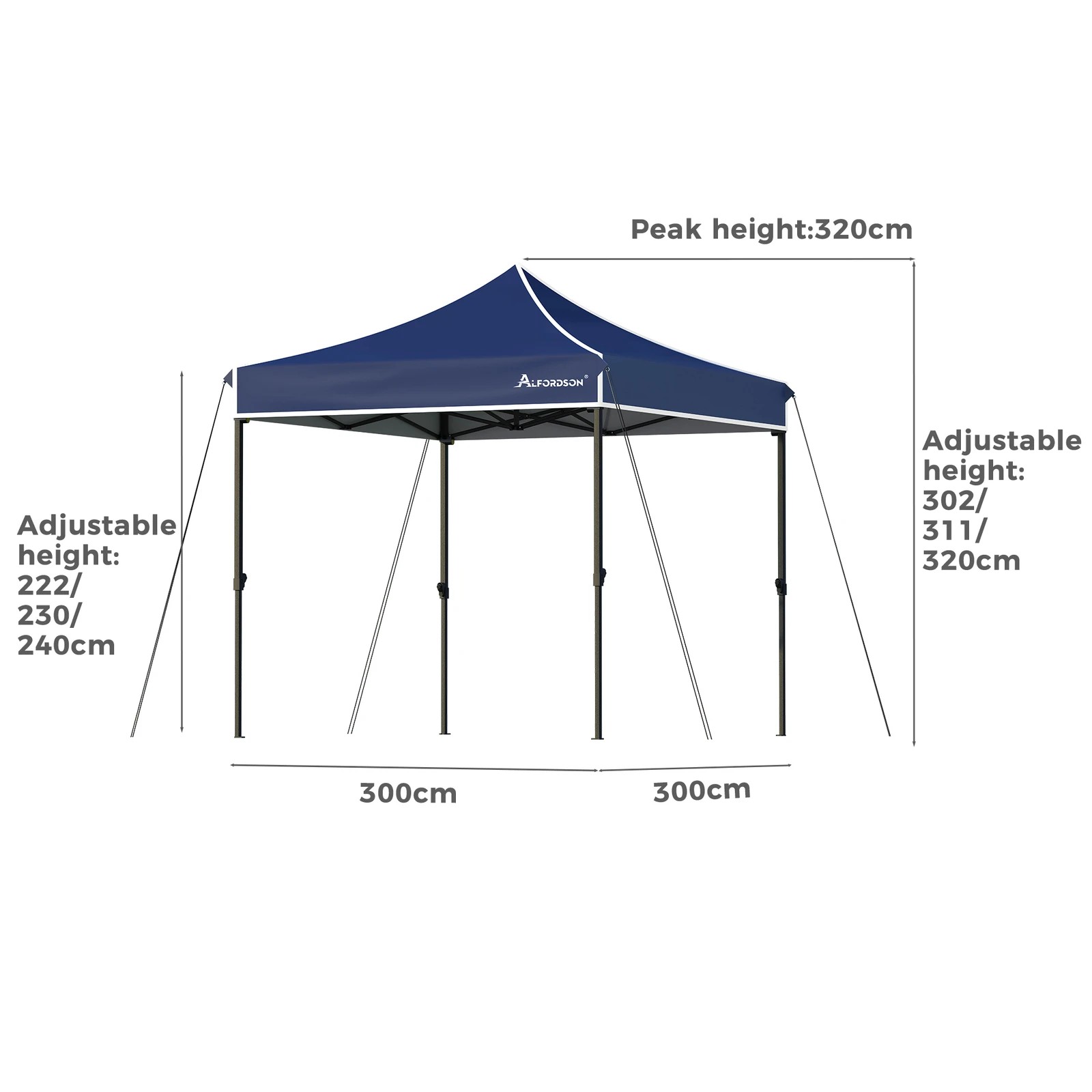 9 Alfordson Gazebo 3x3m Pop Up Marquee Canopy - Blue, 9 of 10