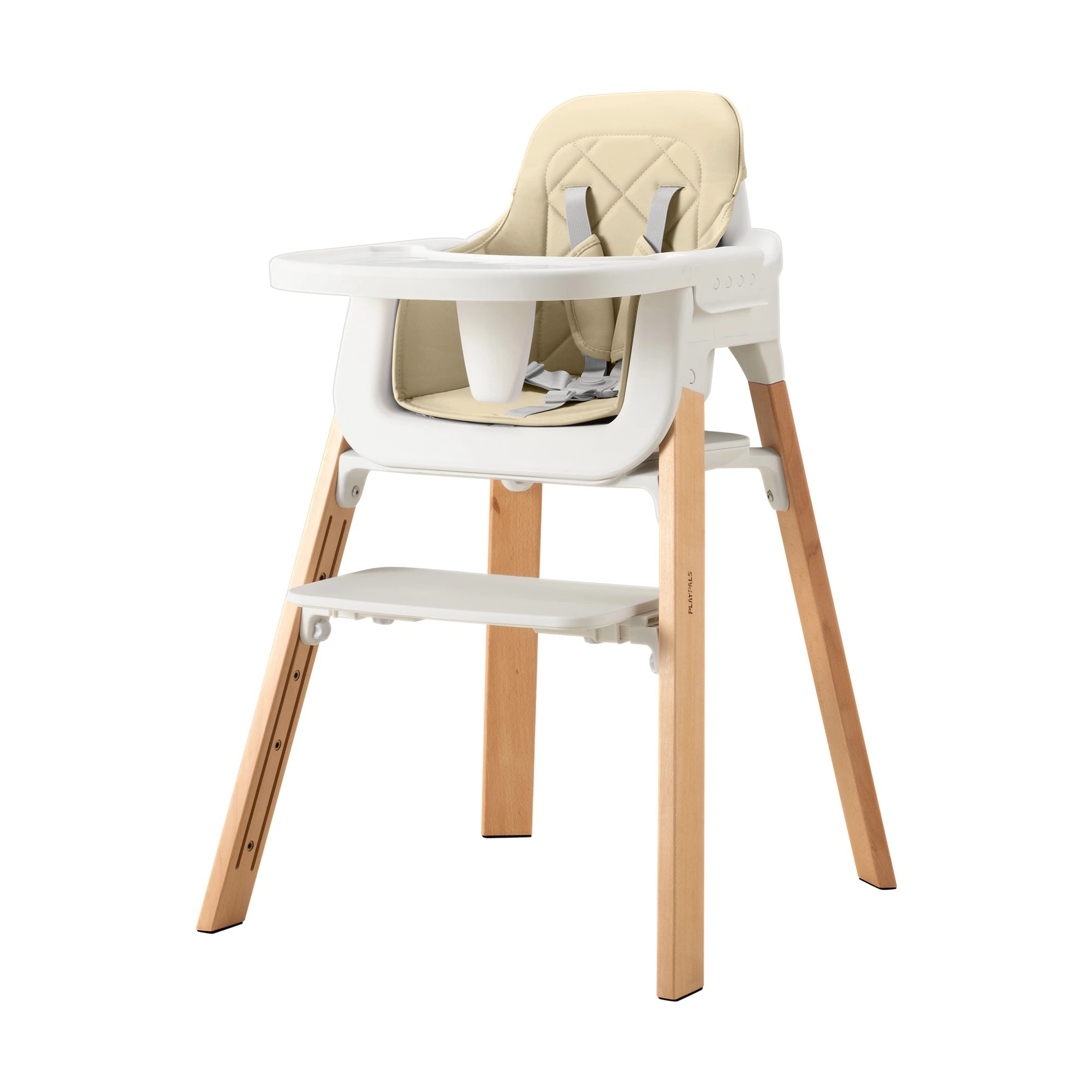 1 PlayPals Baby High Chair 3-In-1 Feeding Seat Adjustable Tray and Footrest - Beige, 1 of 3