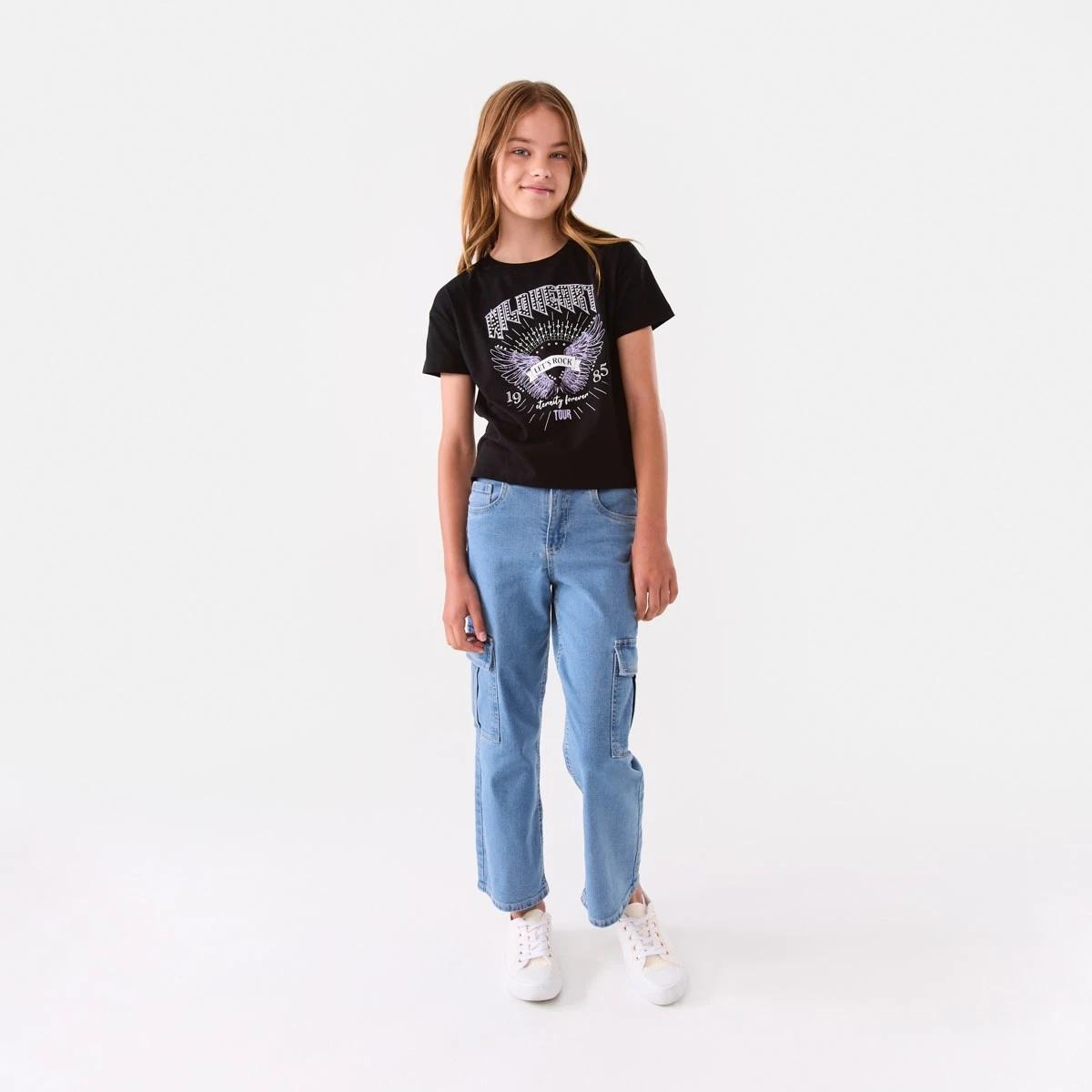 5 Short Sleeve Cropped Print T-shirt Tour Black, 5 of 8