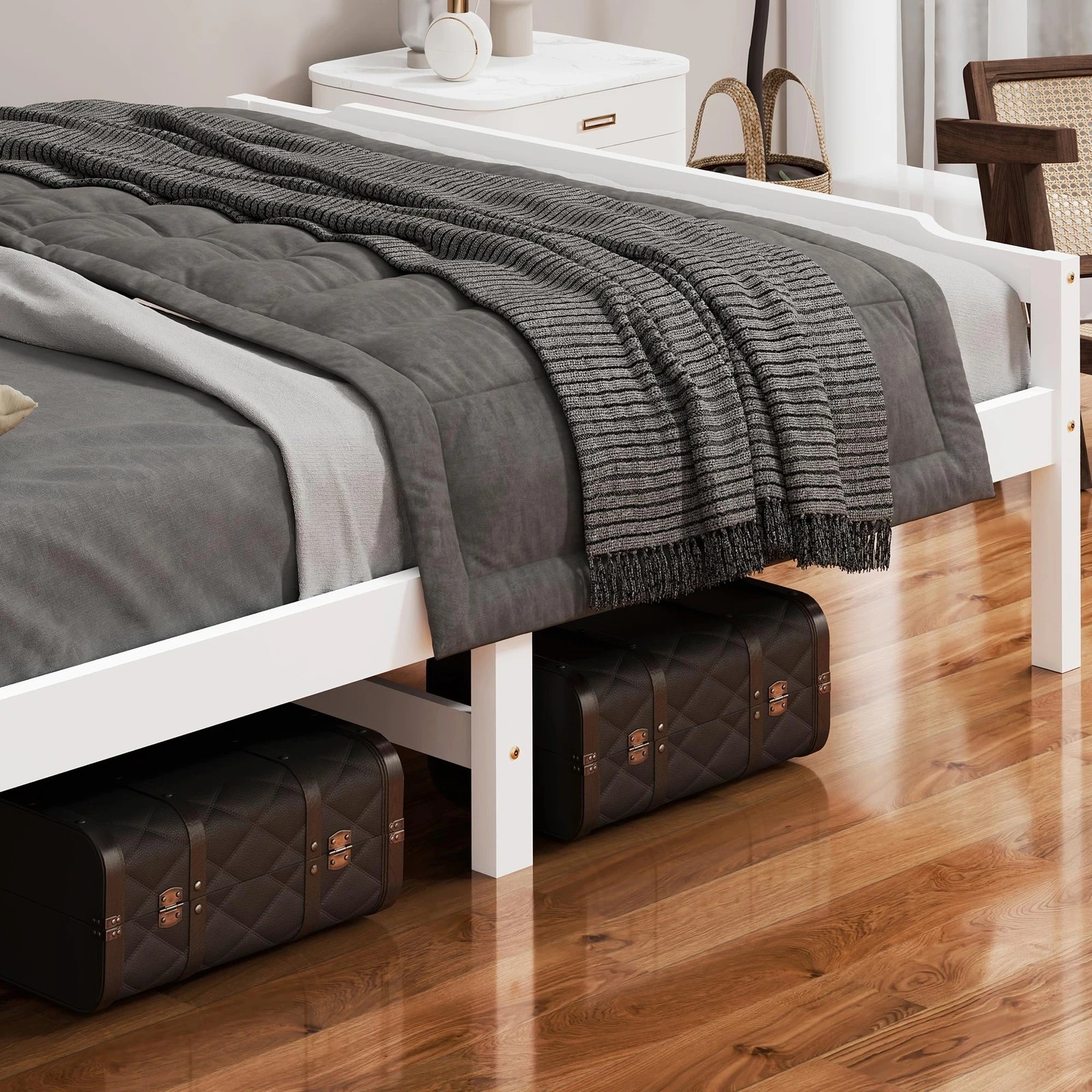 6 Alfordson Bed Frame Wooden Queen Size Mattress Base Platform Timber Dubem - White, 6 of 10