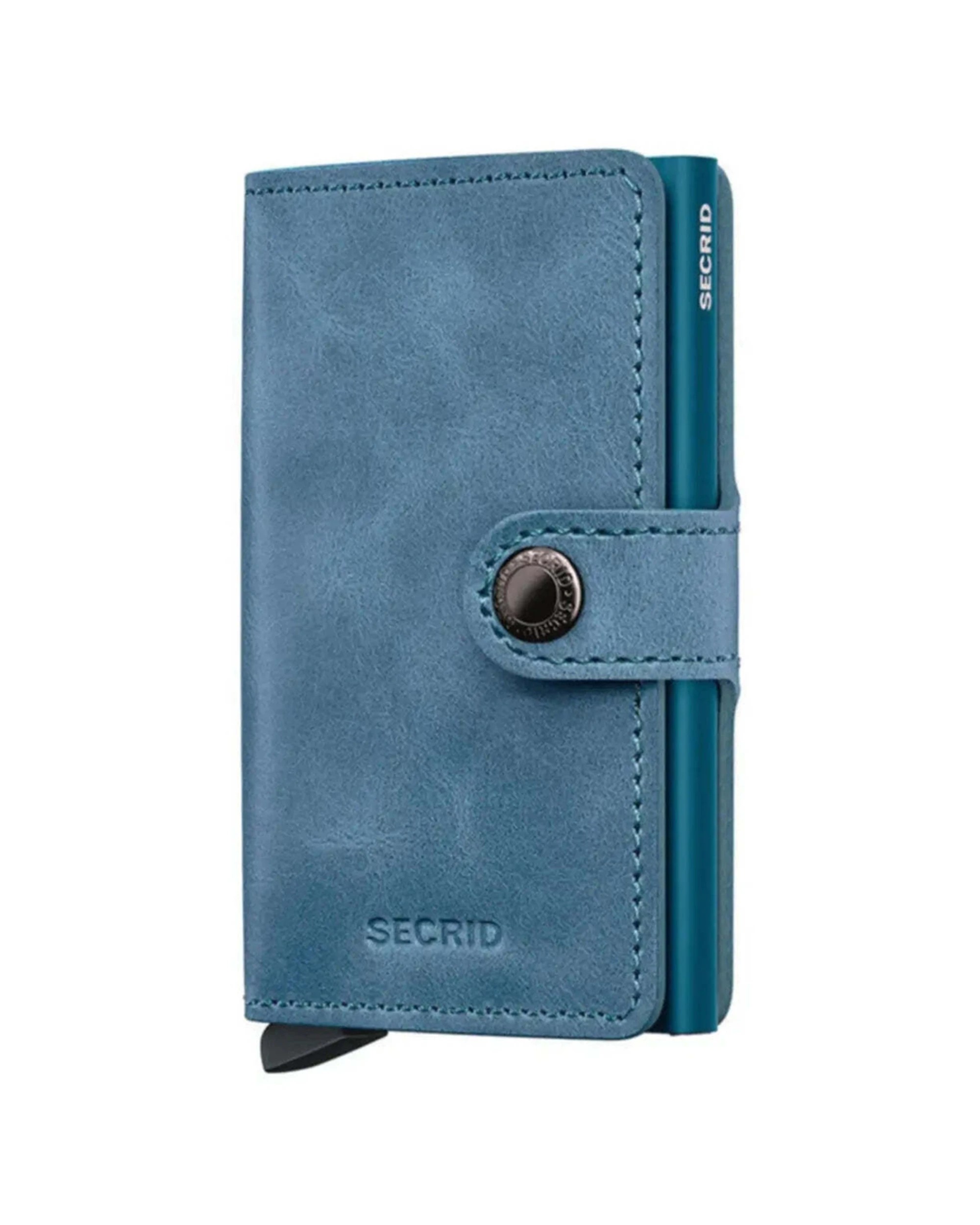 1 Secrid Miniwallet Compact RFID Wallet Vintage Aluminium Leather Vintage Teal - Blue, 1 of 5
