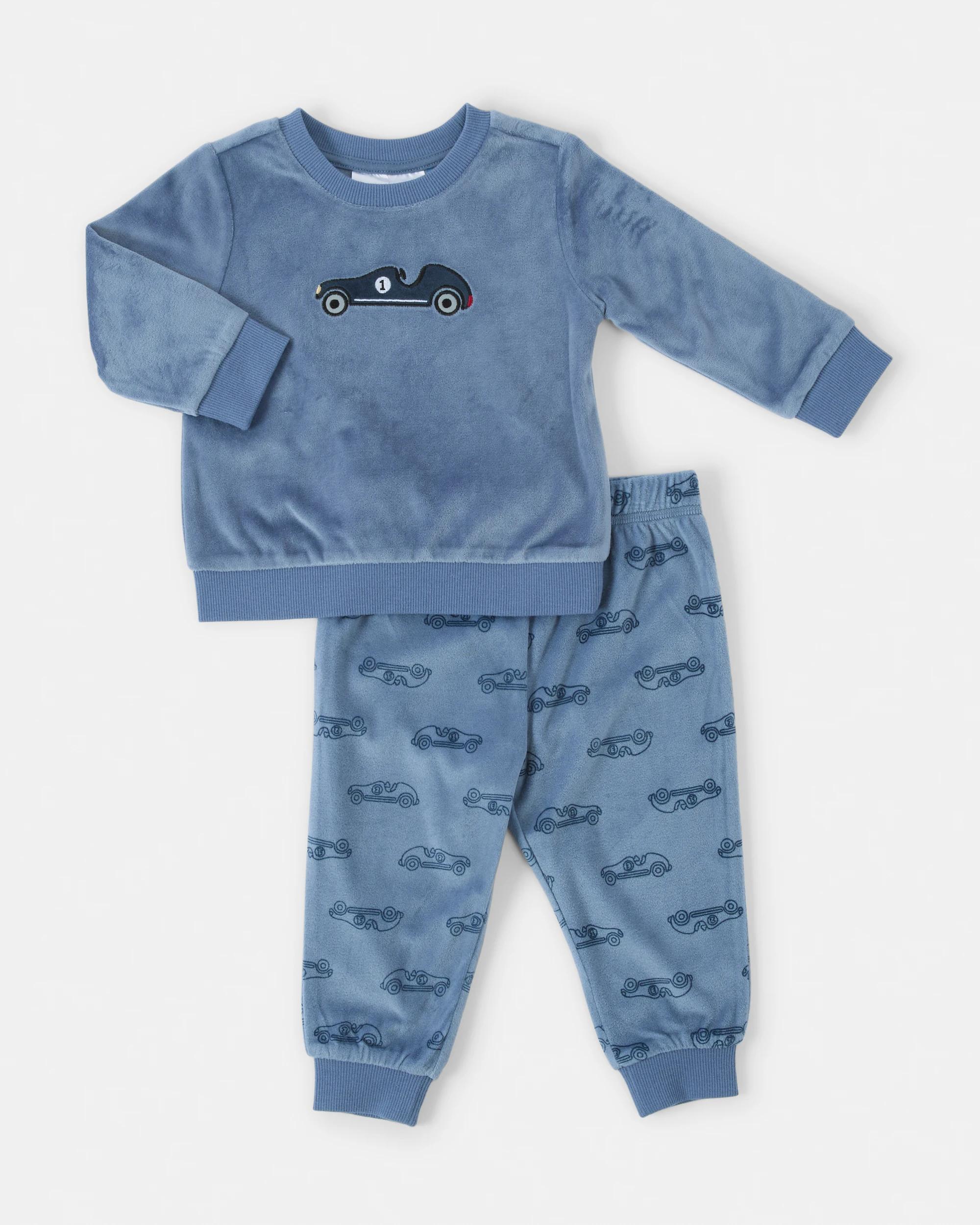 1 Twosie Fleece Pyjama Set Blu Car, 1 of 7