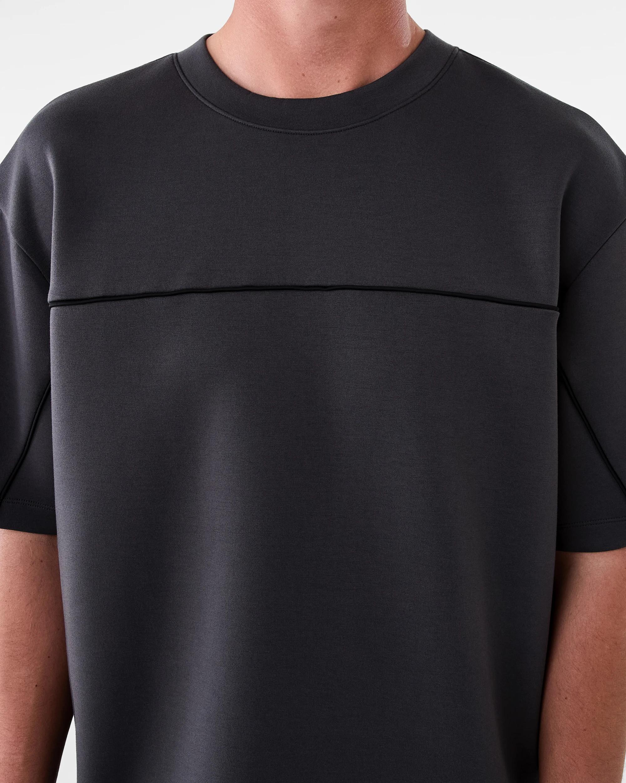 6 Active Mens Oversized Piping Scuba T-shirt Gry Drkish, 6 of 6