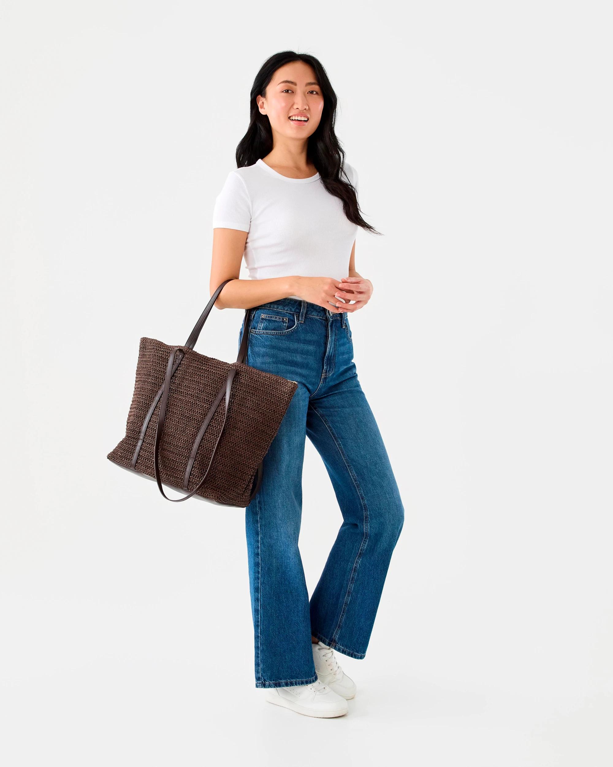 7 Large Woven Tote Bag Chocolate, 7 of 7