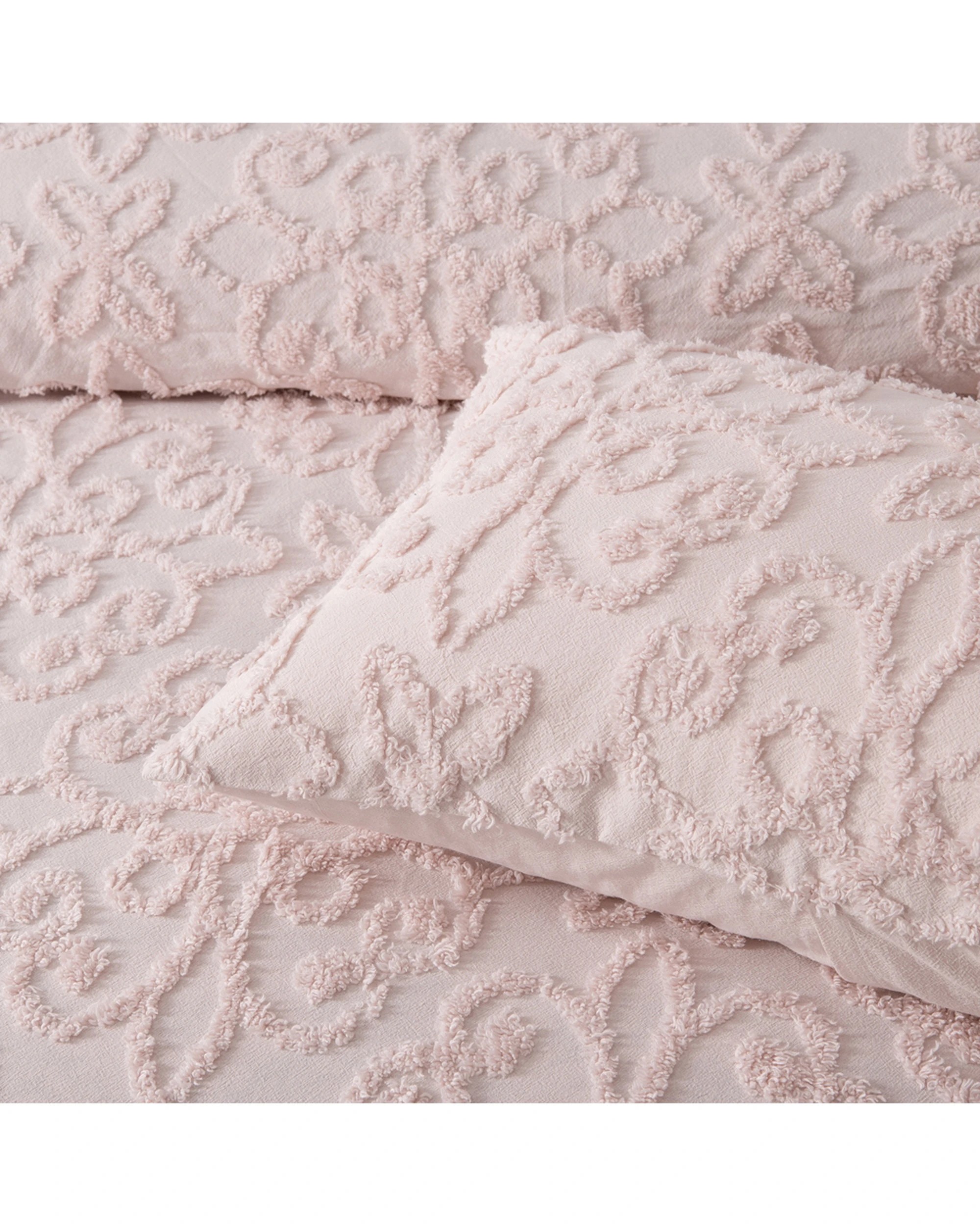 4 Bianca Ella Super King Blush Cotton Chenille Bedspread Set With Pillowcases - Pink, 4 of 4