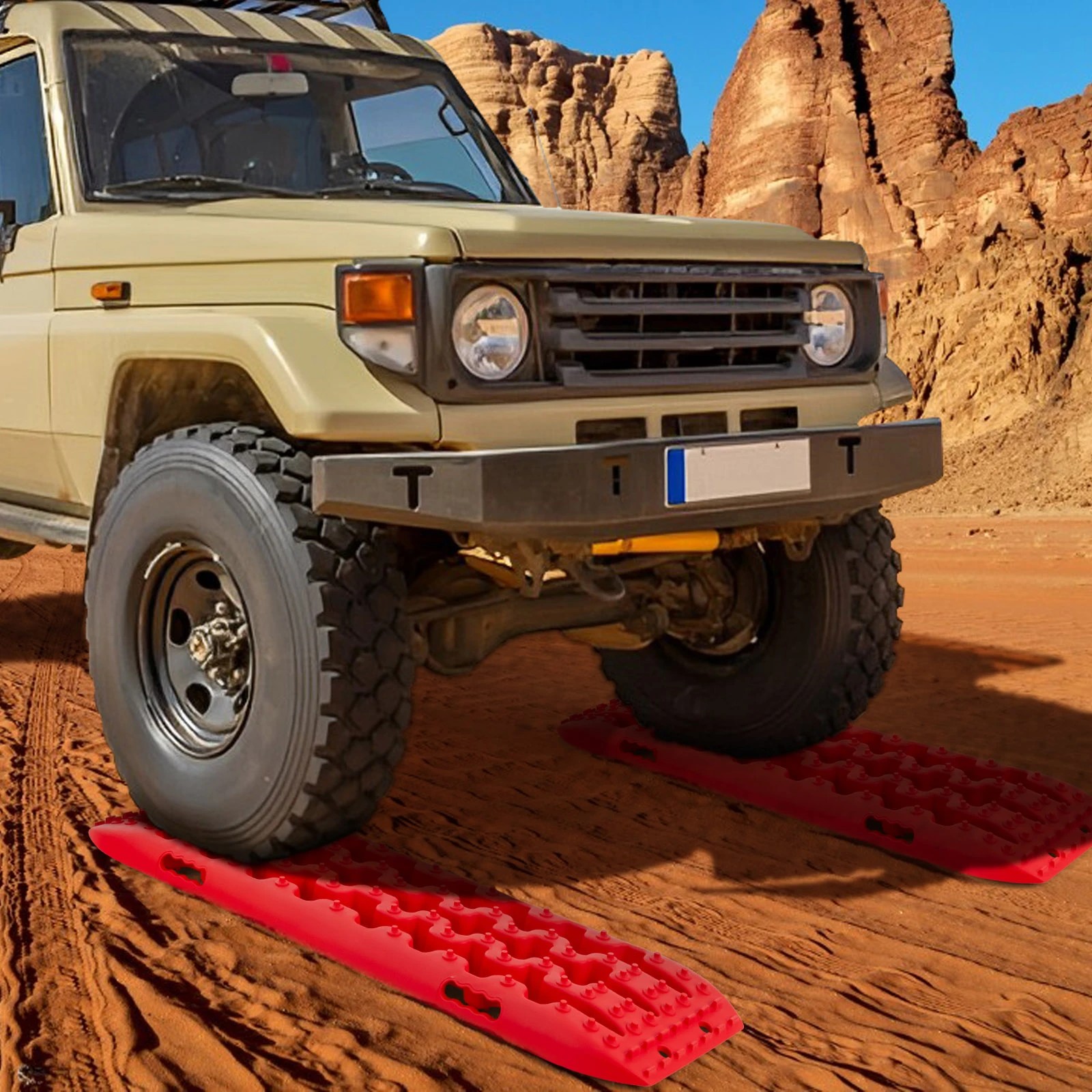 3 Costway 2x Off-Road Traction Board 10 Tons Recovery Board Traction Aid - Red, 3 of 5