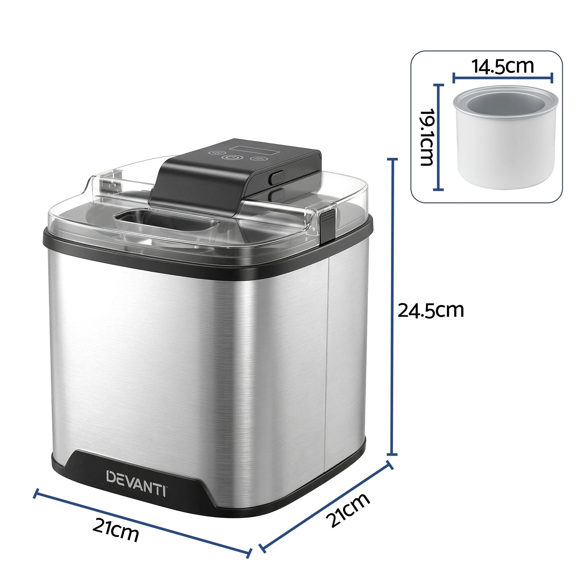 2 Devanti Ice  Maker Machine 2L Homemade Gelato Sorbet Frozen Drinks - Black, 2 of 4