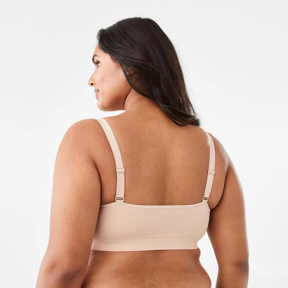 5 2 Pack Full Figure Seamfree Crop Bras BLACK, SOFT SAND BEIGE, 5 of 8