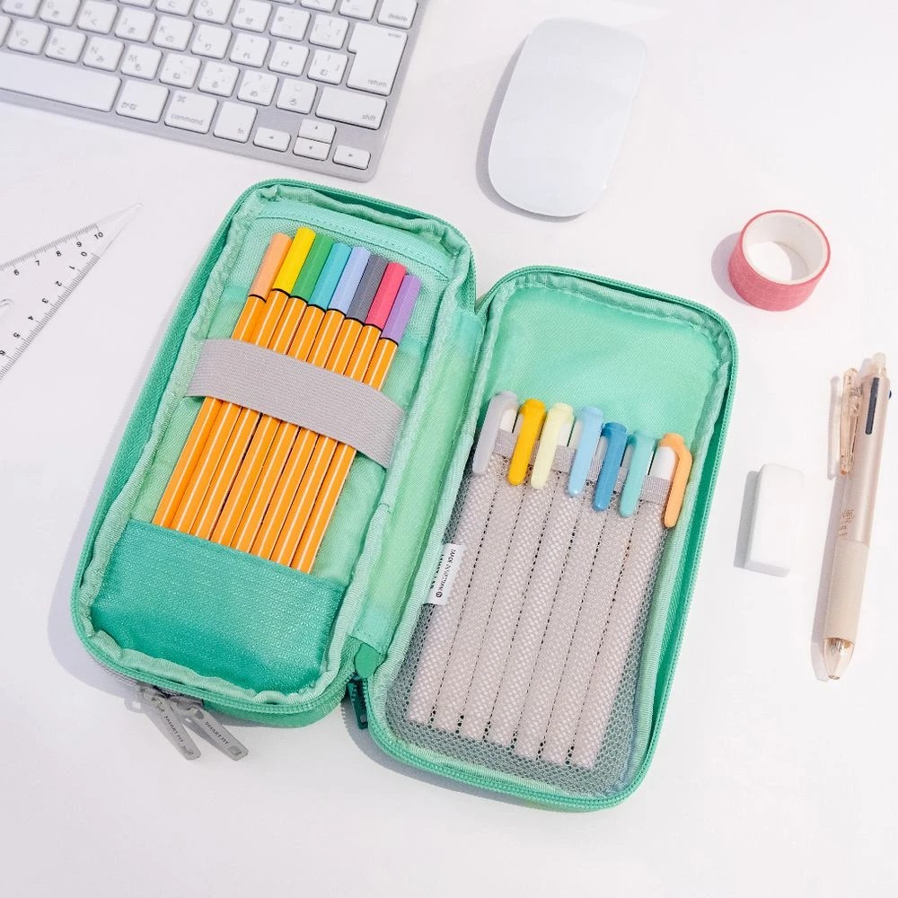 5 Smart Fit Twin Zip Pencil Case Large Green, 5 of 8