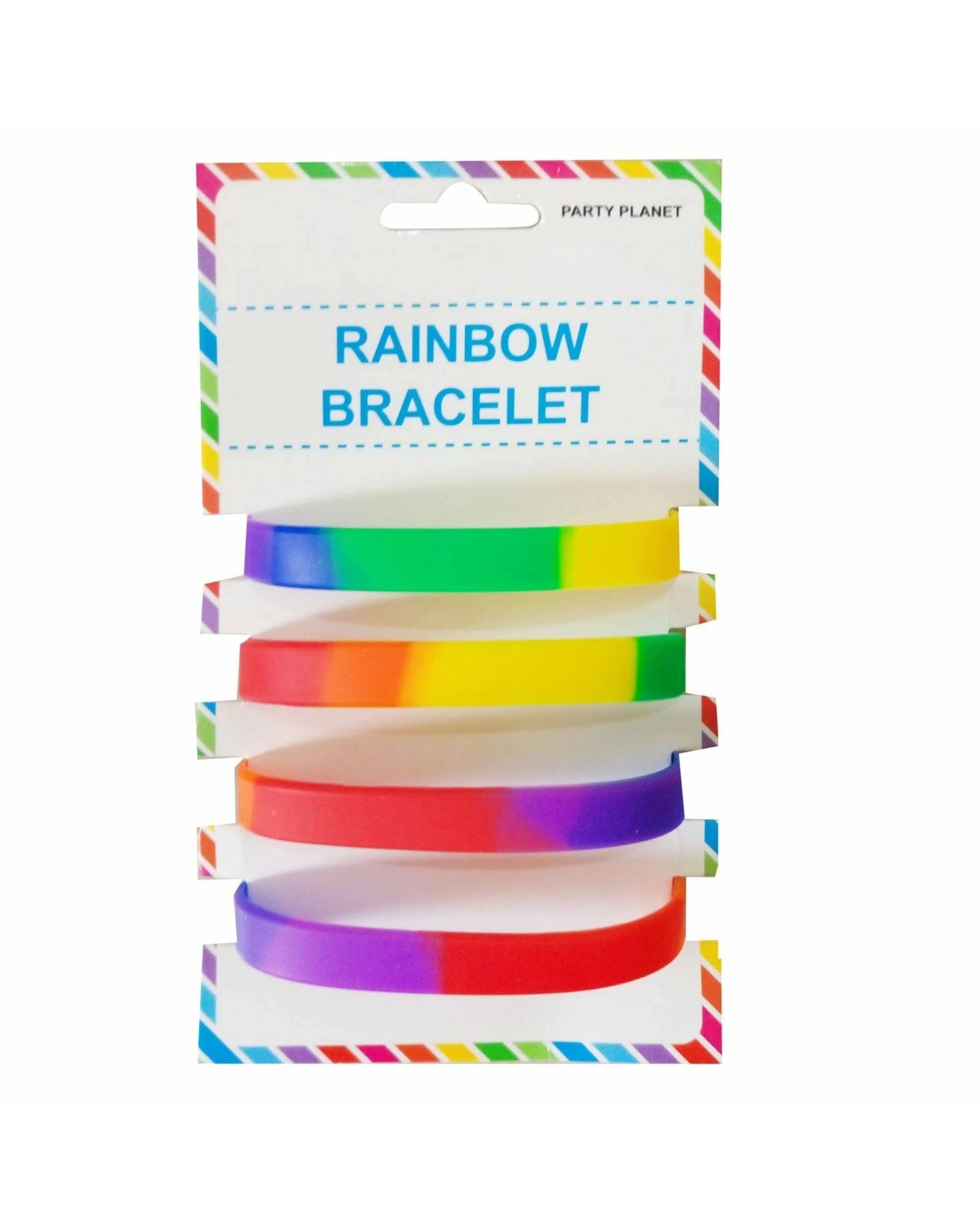 1 Party Planet Rainbow Wristbands Pack of 4 - Rainbow, 1 of 1