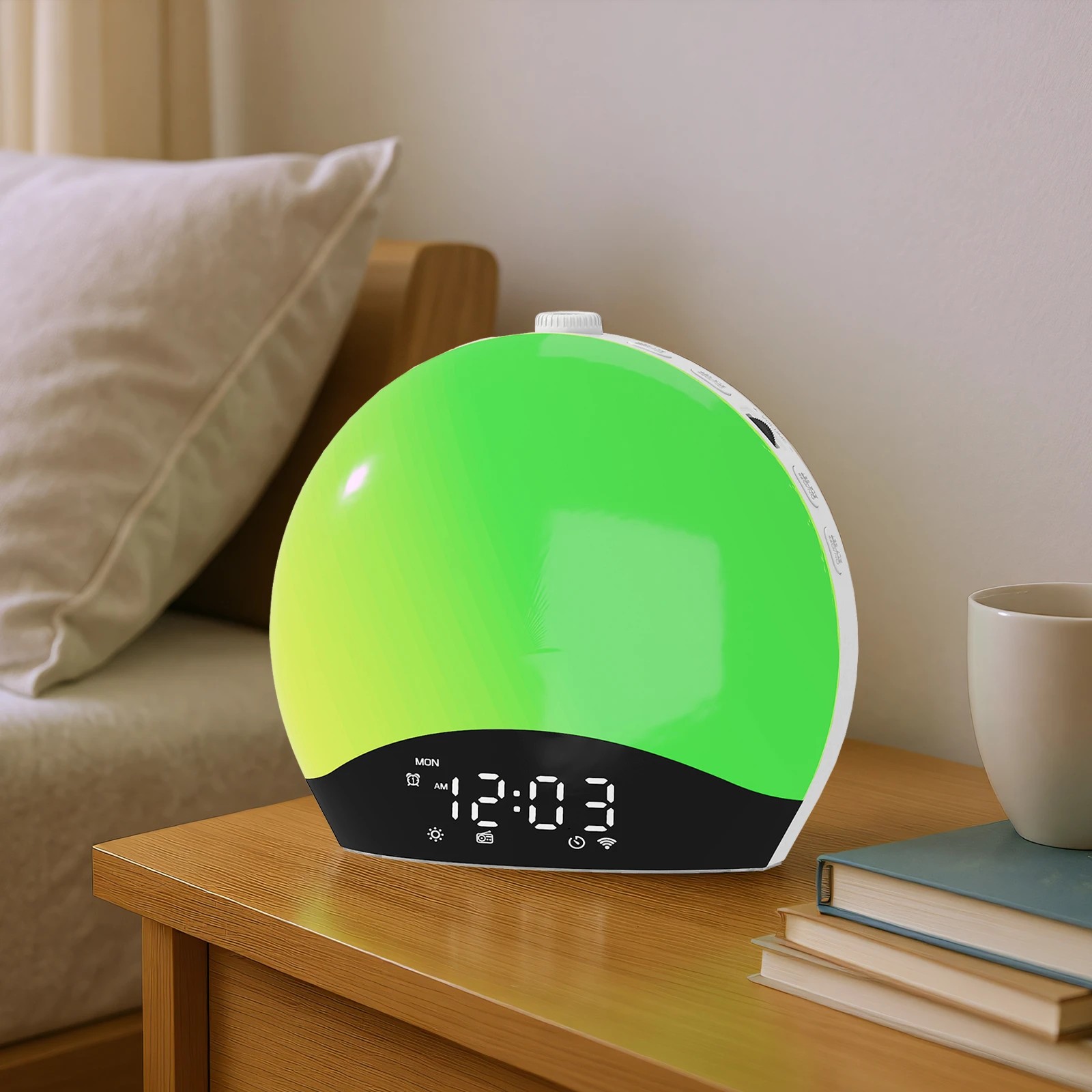 6 Advwin White Noise Machine Atmosphere Lamp Bedside Night Light Sunrise Alarm Clock Wake Up Light - White, 6 of 7