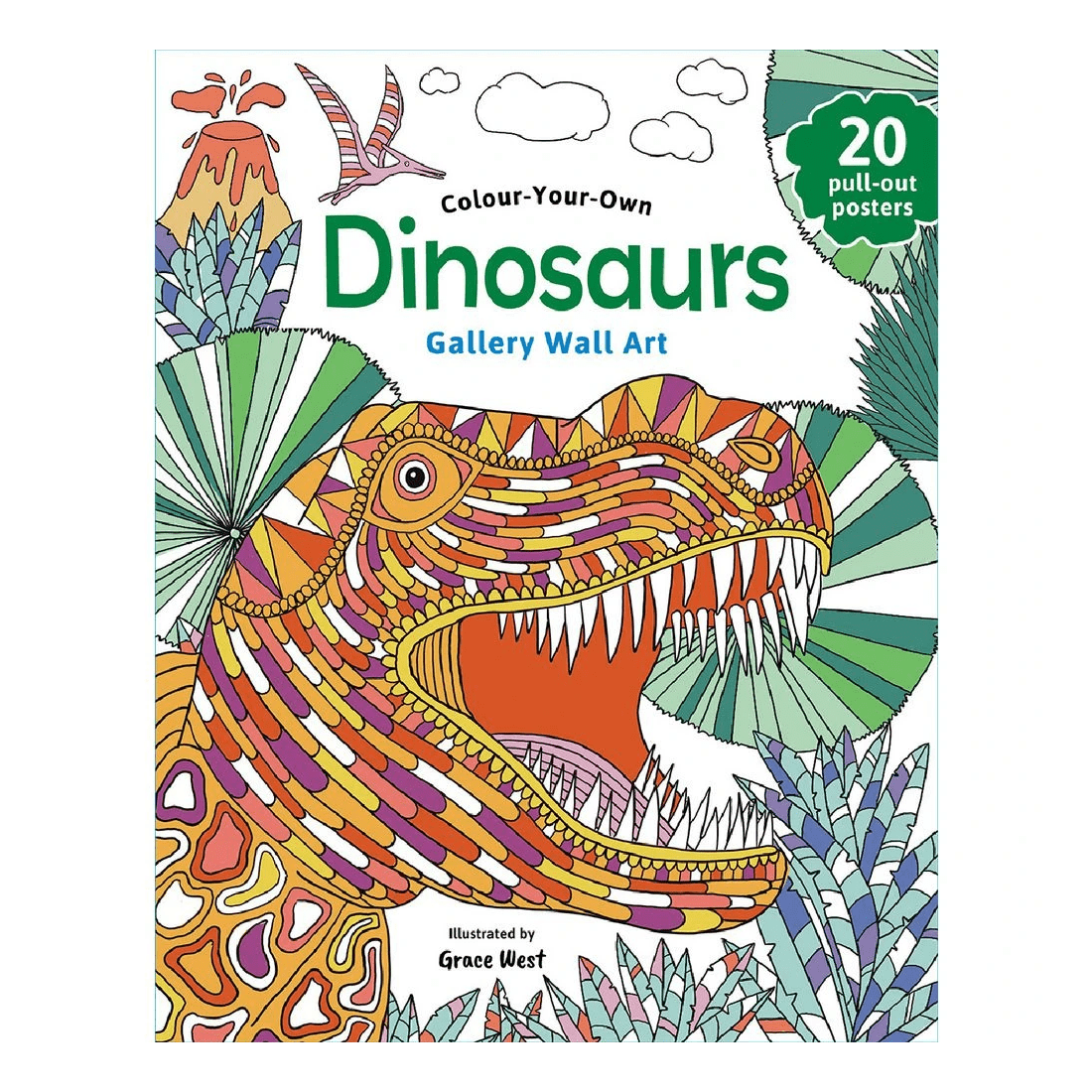 1 Colour-Your-Own Gallery Wall Art Colouring Book Dinosaurs, 1 of 3
