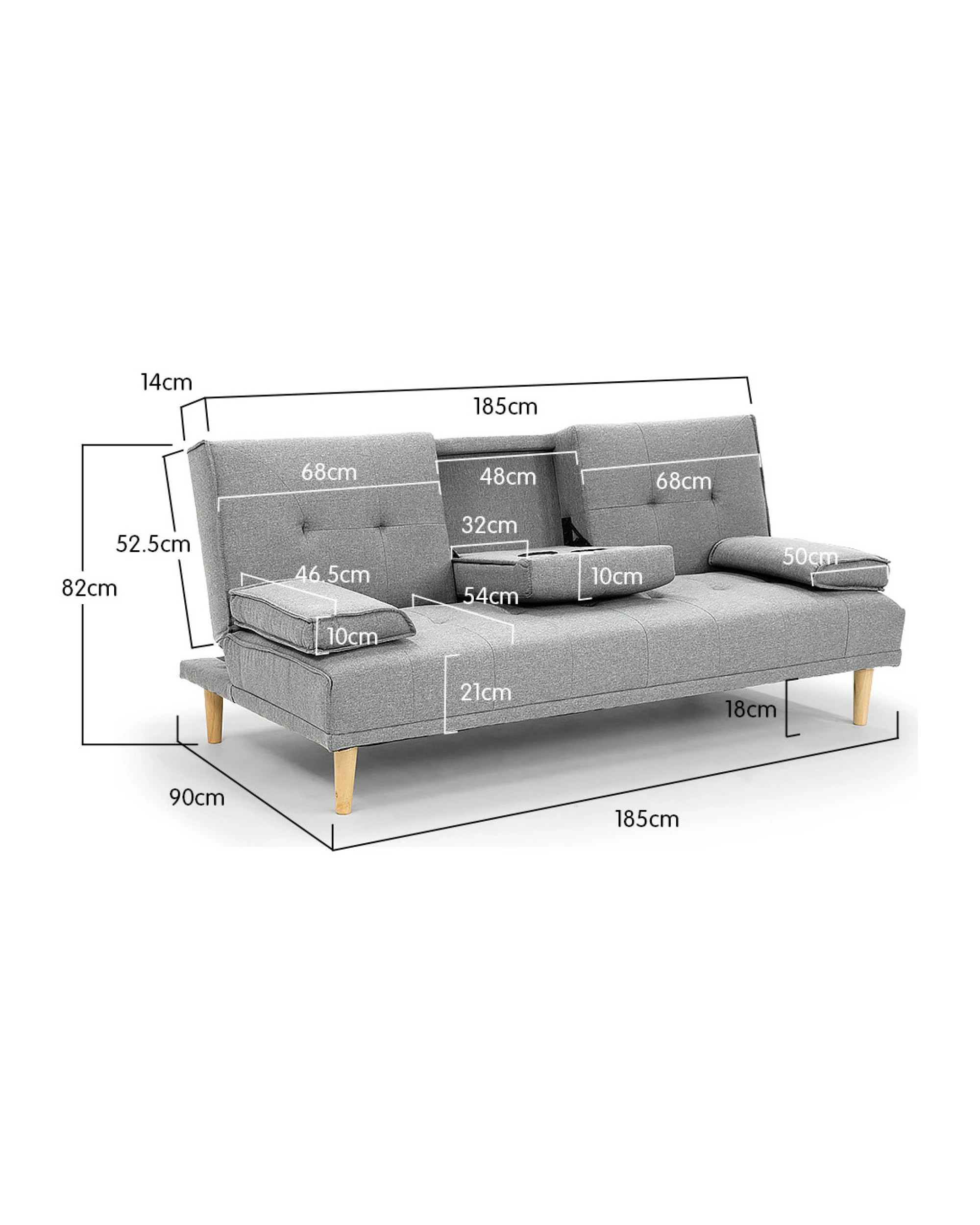 6 Sarantino Linen Fabric Sofa Bed Lounge - Light Grey, 6 of 6