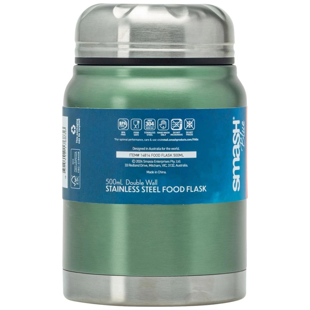 3 Smash Blue Stainless Steel Food Flask 500mL Sage, 3 of 7