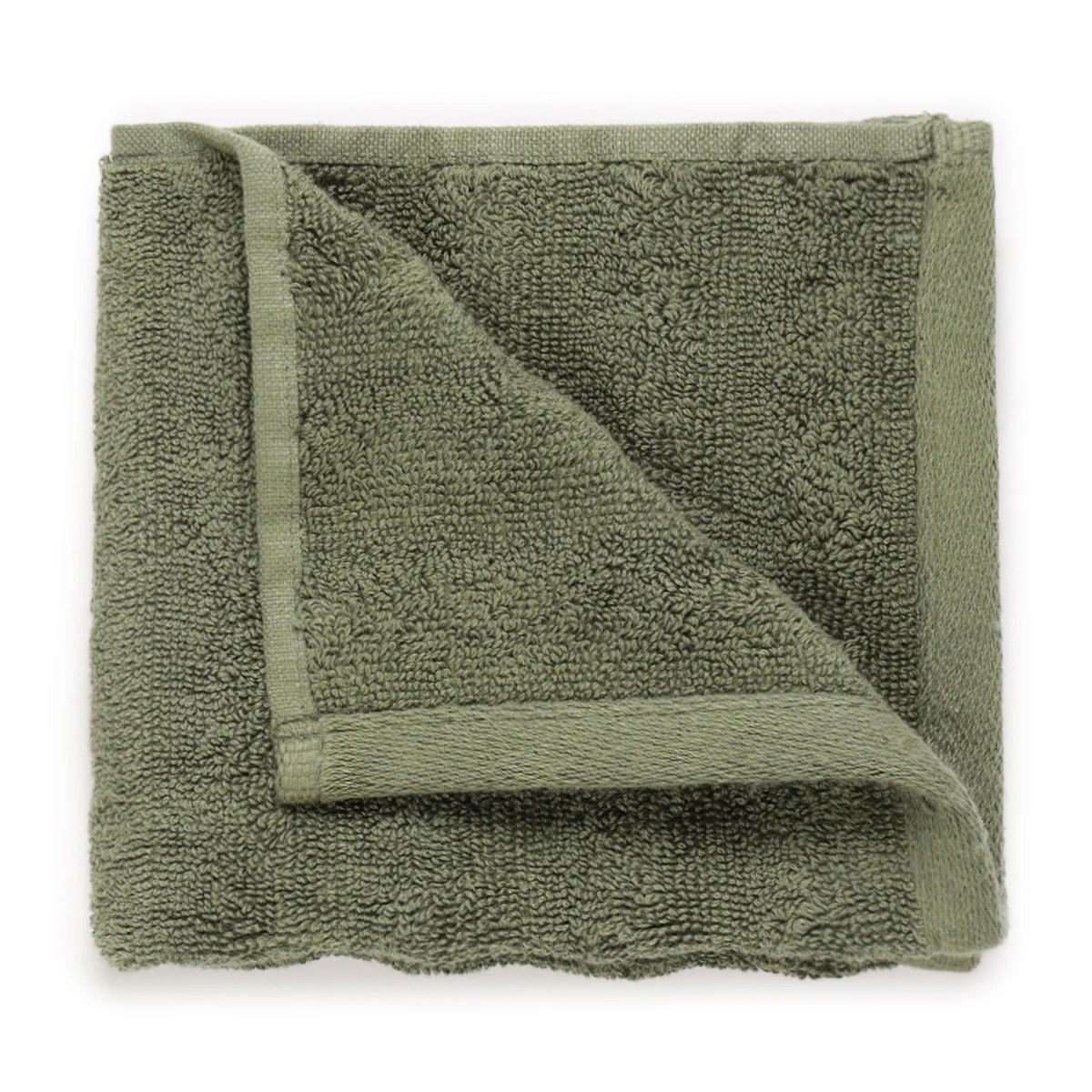 1 Thick Ribbed Australian Cotton Face Washer - Forest Green, 1 of 5