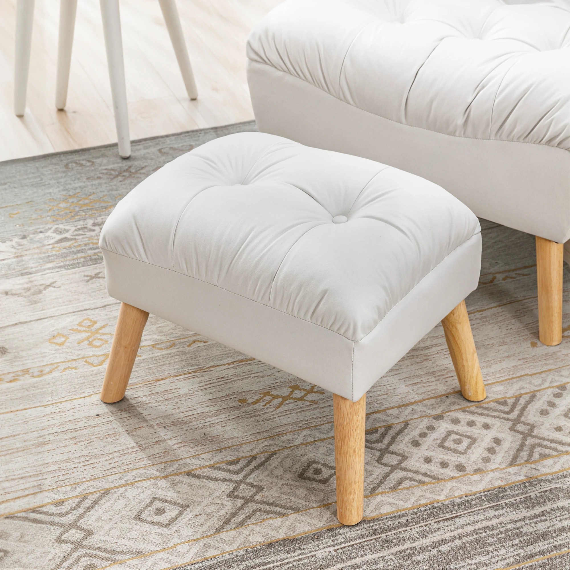 7 Levede Accent Ottoman Chair Footstool Leather Vanity Makeup Stool Lounge White, 7 of 7