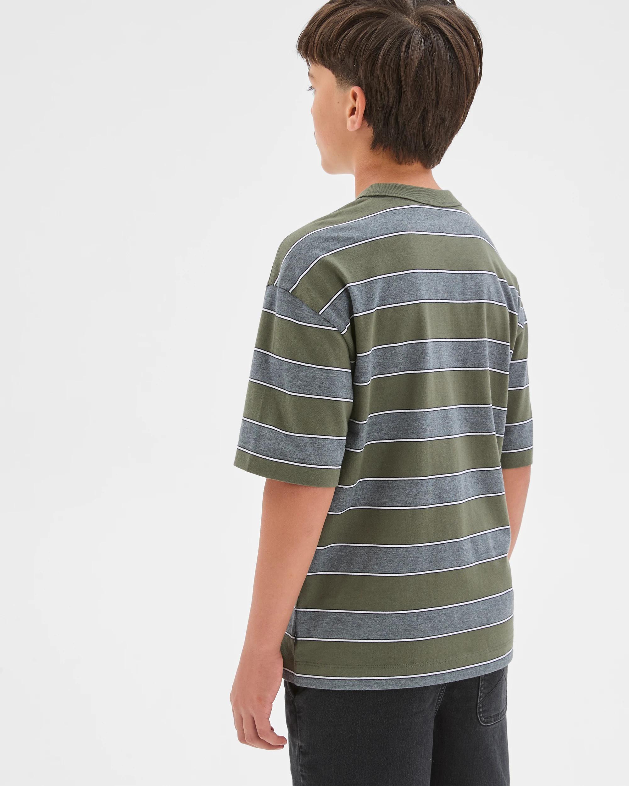 4 Target Kids Australian Cotton Oversized Striped T-Shirt GREEN, 4 of 7