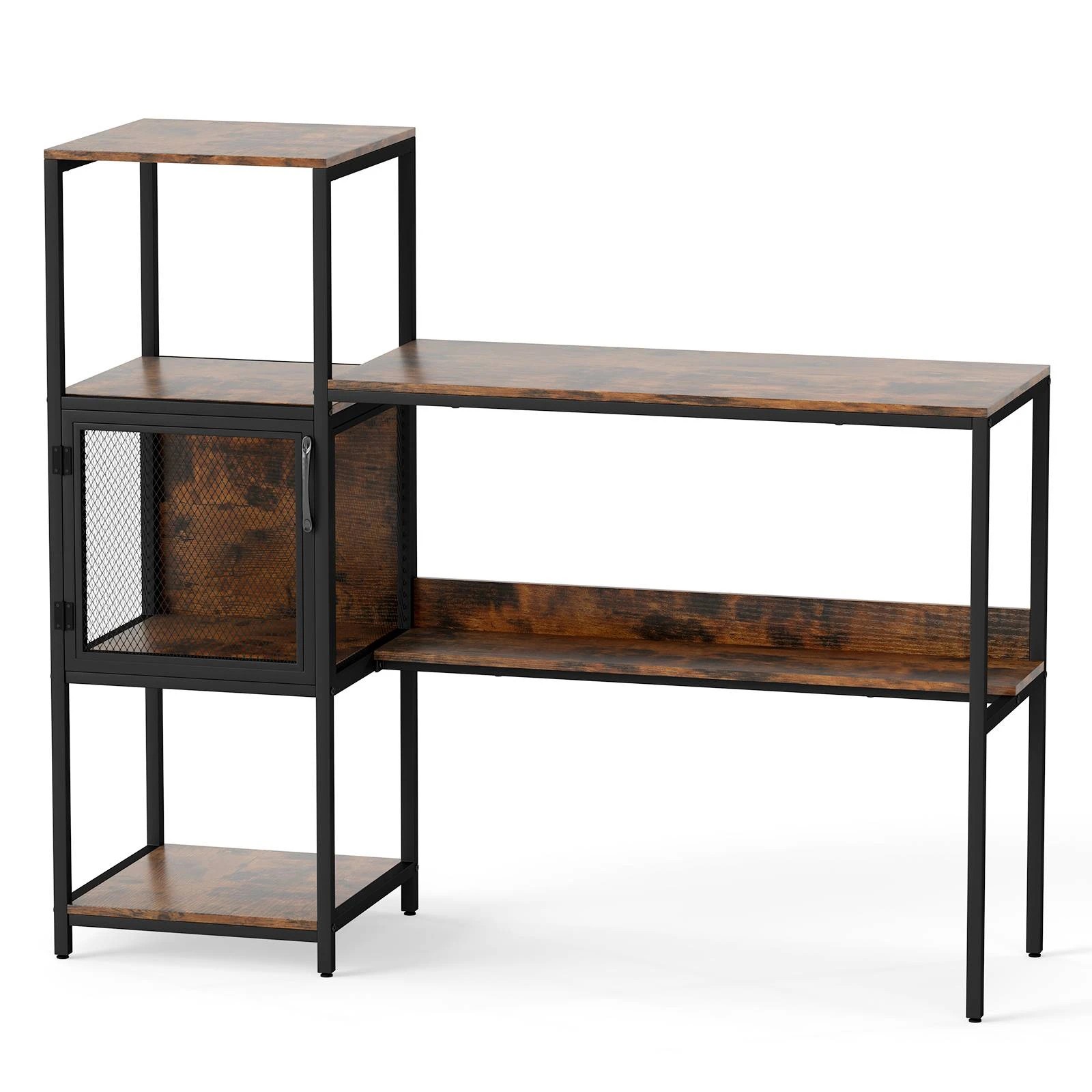 1 Costway Home Office Computer Desk w/Bookshelf Corner Study Table Writing Workstation, 1 of 3