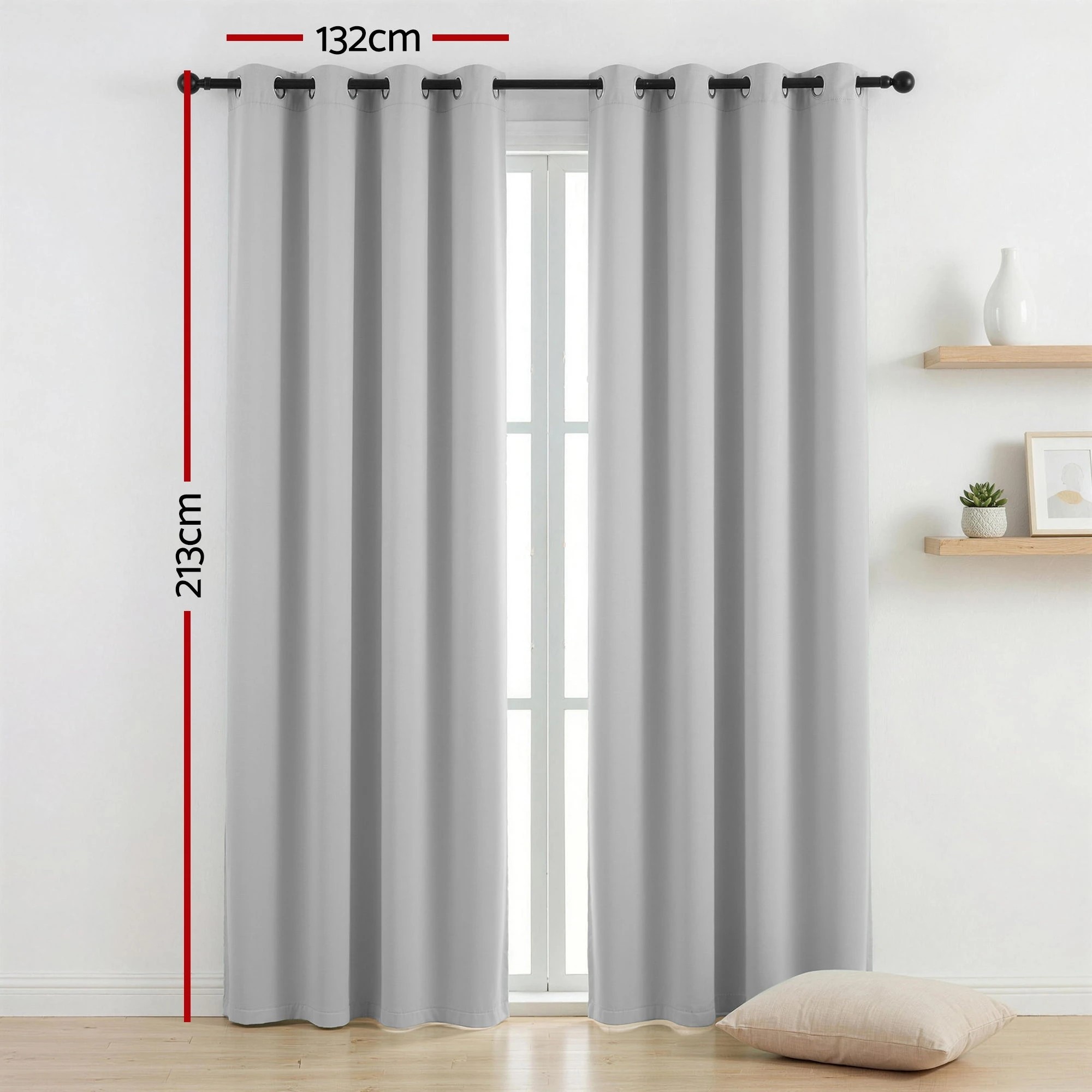 2 Artiss Blockout Curtains 2X 132x213cm Thermal Insulated Eyelet Drapes - Grey, 2 of 4