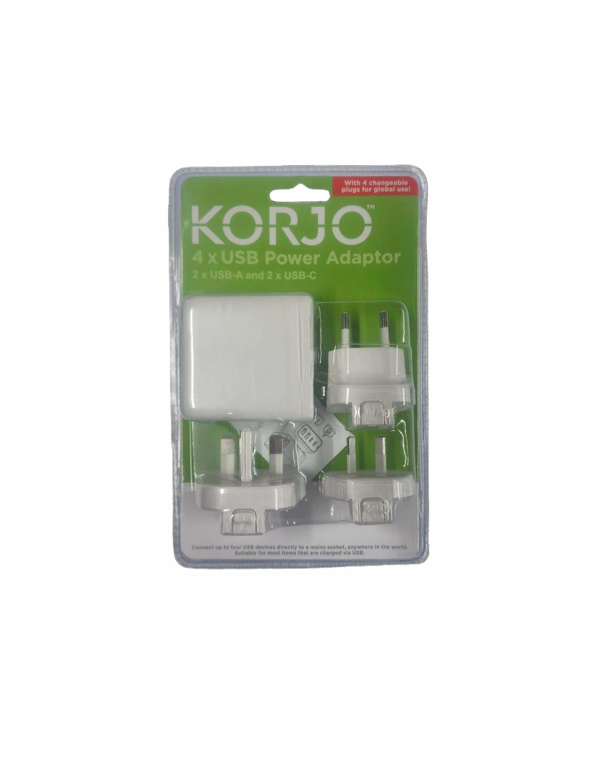 1 Korjo 4-Port USB Universal Travel Adaptor - Aus to Worldwide - White - White, 1 of 3
